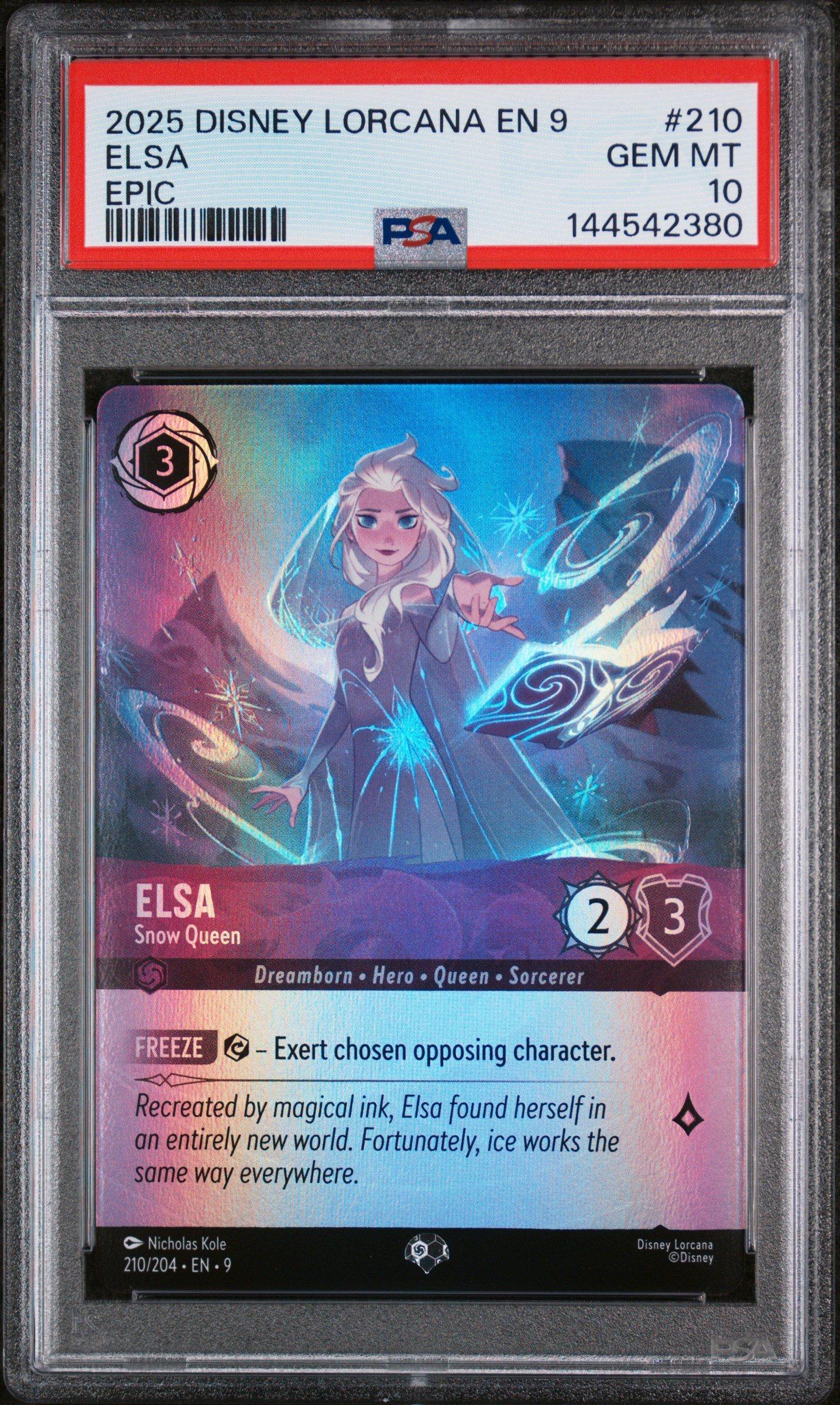 2025 Disney Lorcana En 9-fabled 210 Elsa - Snow Queen Epic PSA 10
