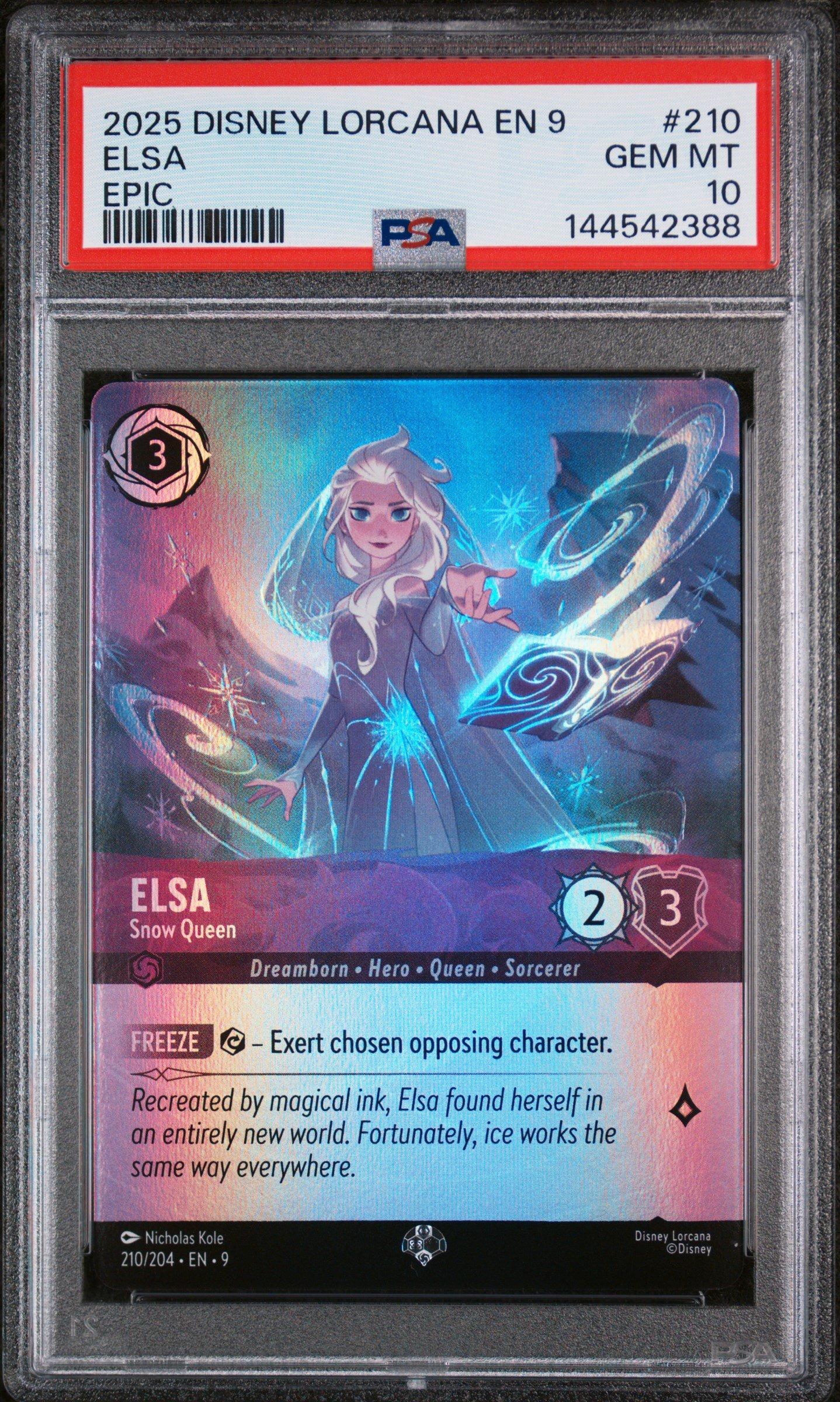 2025 Disney Lorcana En 9-fabled 210 Elsa - Snow Queen Epic PSA 10