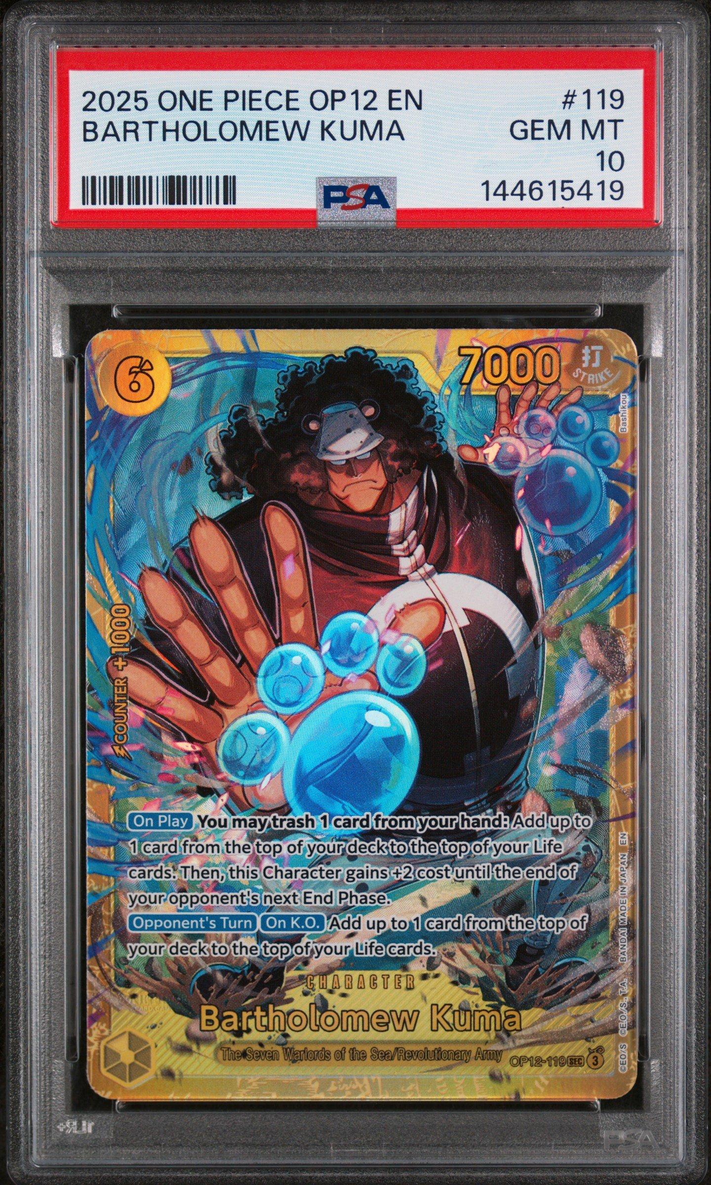 2025 ONE PIECE JP #119 バルトロメオ・クマ 2025 One Piece Op12-legacy Of The Master 119 Bartholomew Kuma PSA