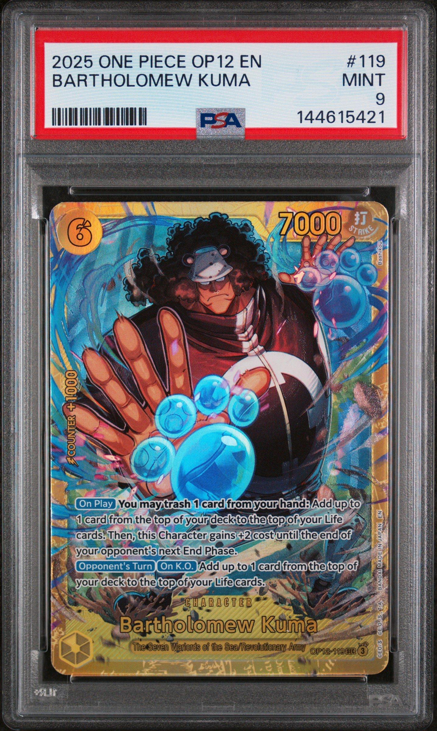 2025 One Piece Op12-legacy Of The Master 119 Bartholomew Kuma PSA