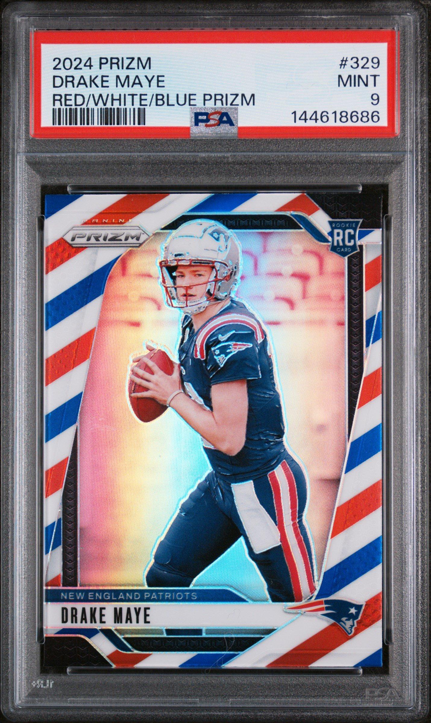 2024 Panini Prizm 329 Drake Maye Red/white/blue Prizm PSA 9