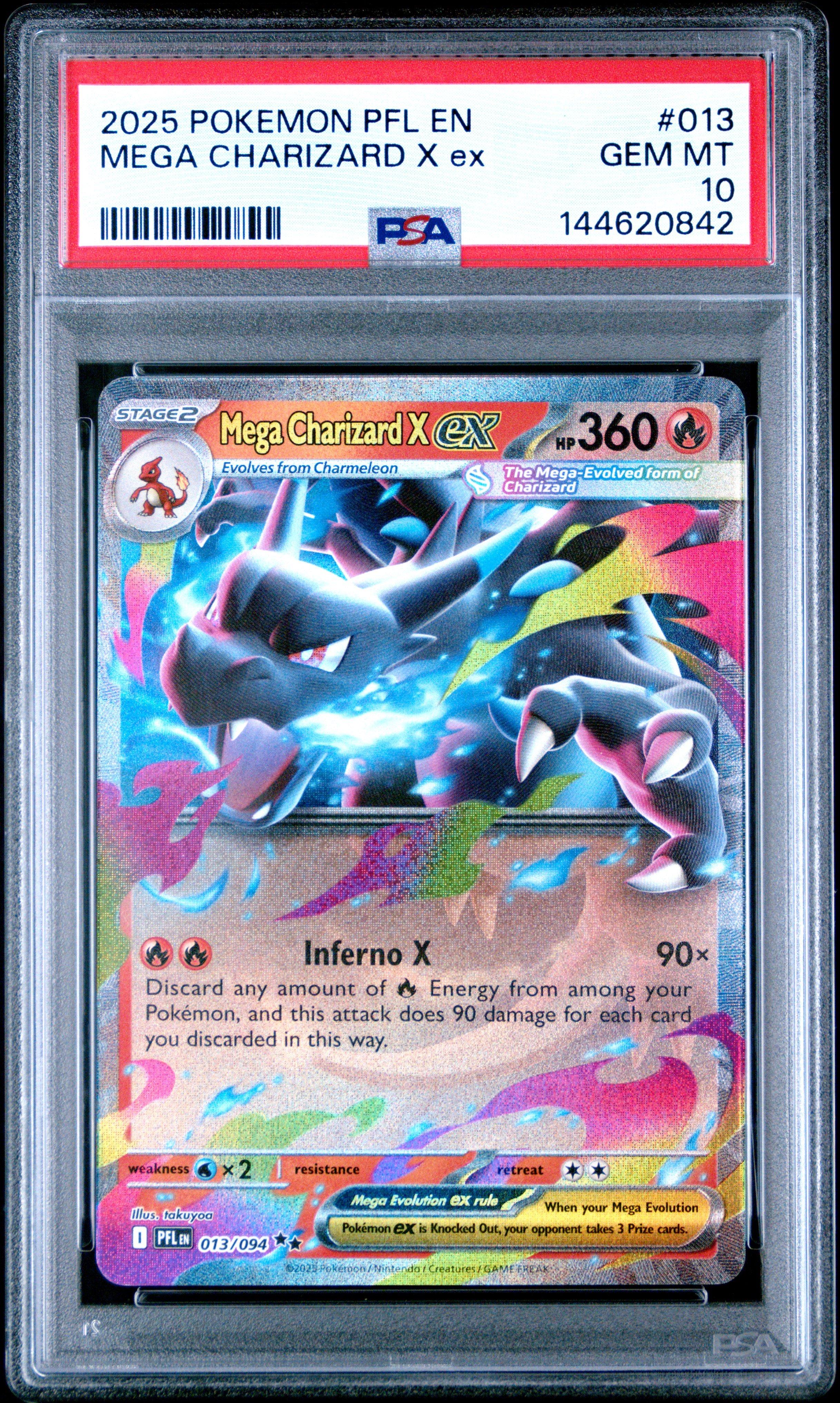 2025 Pokemon Pfl En-phantasmal Flames 013 Mega Charizard X Ex PSA