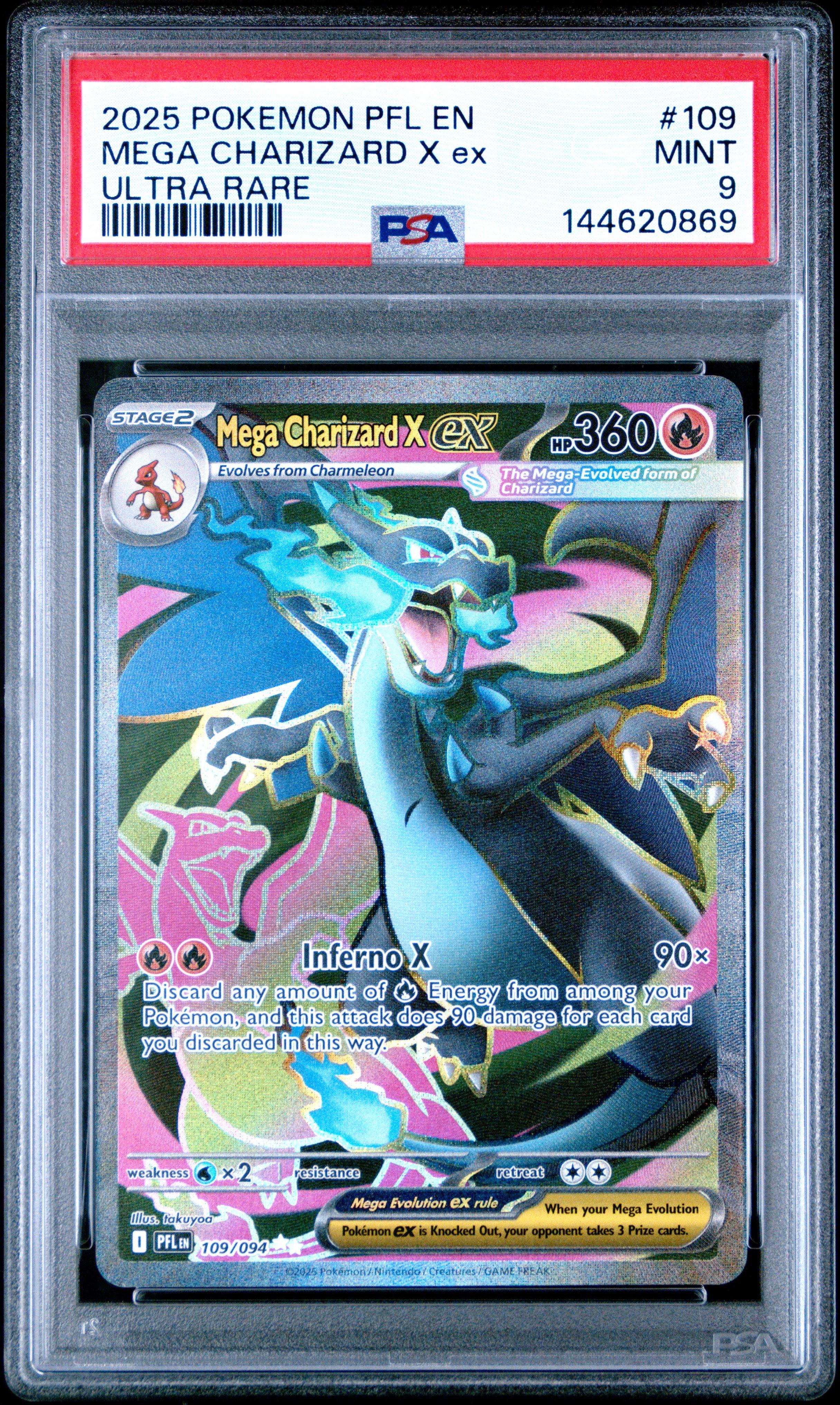 2025 Pokemon Pfl En-phantasmal Flames 109 Mega Charizard X Ex