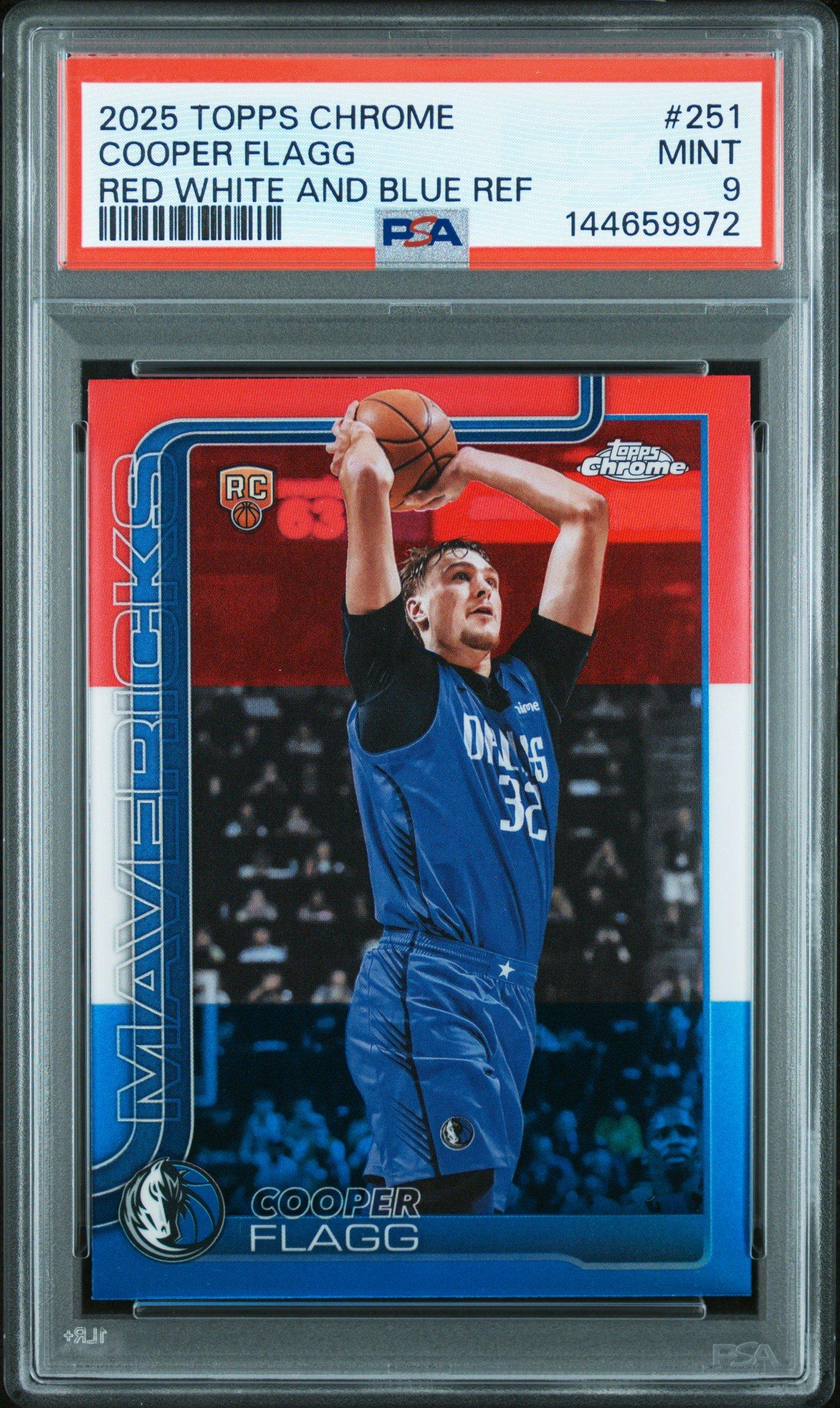 2025 Topps Chrome 251 Cooper Flagg Red White And Blue Refractor PSA 9
