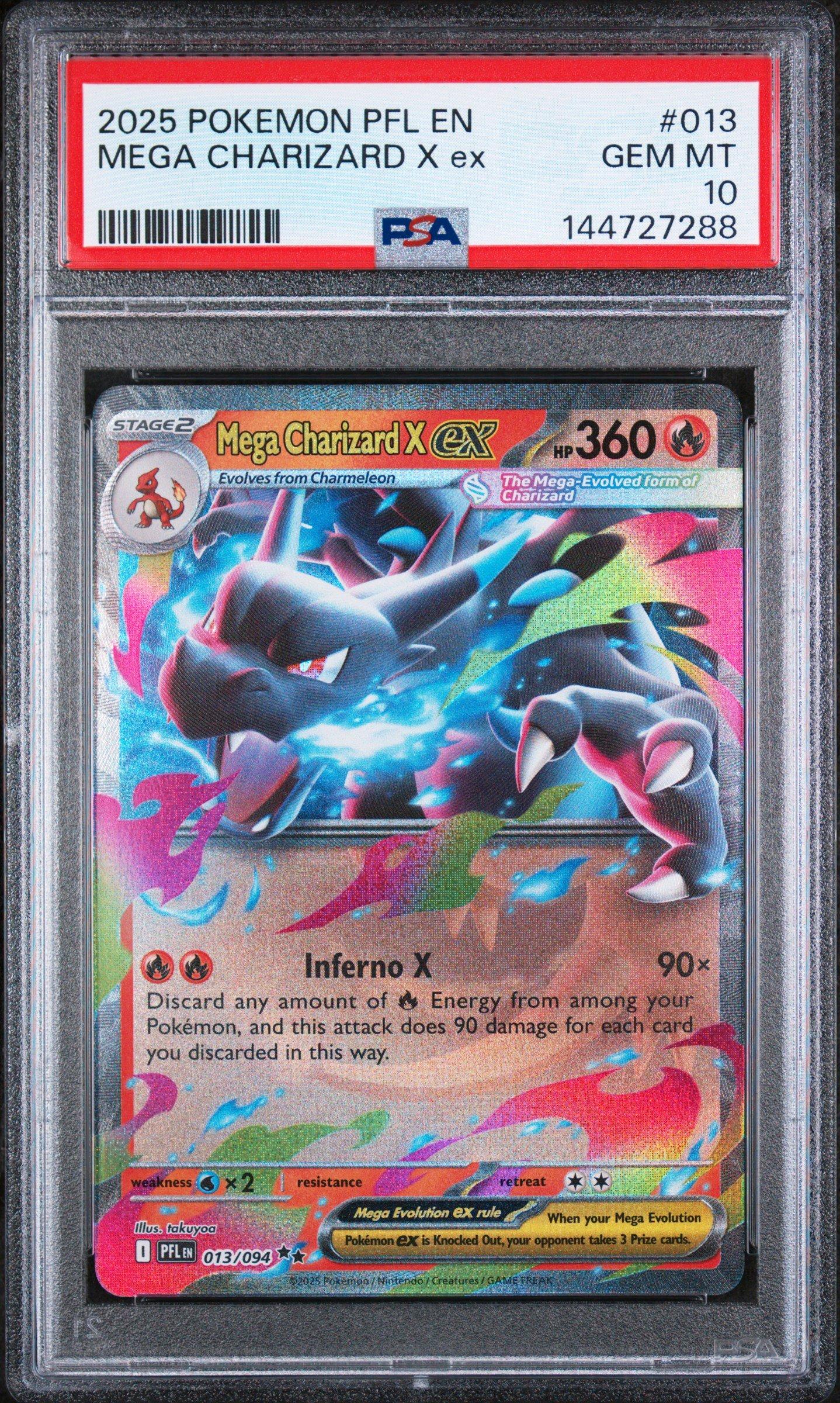2025 Pokemon Pfl En-phantasmal Flames 013 Mega Charizard X Ex PSA