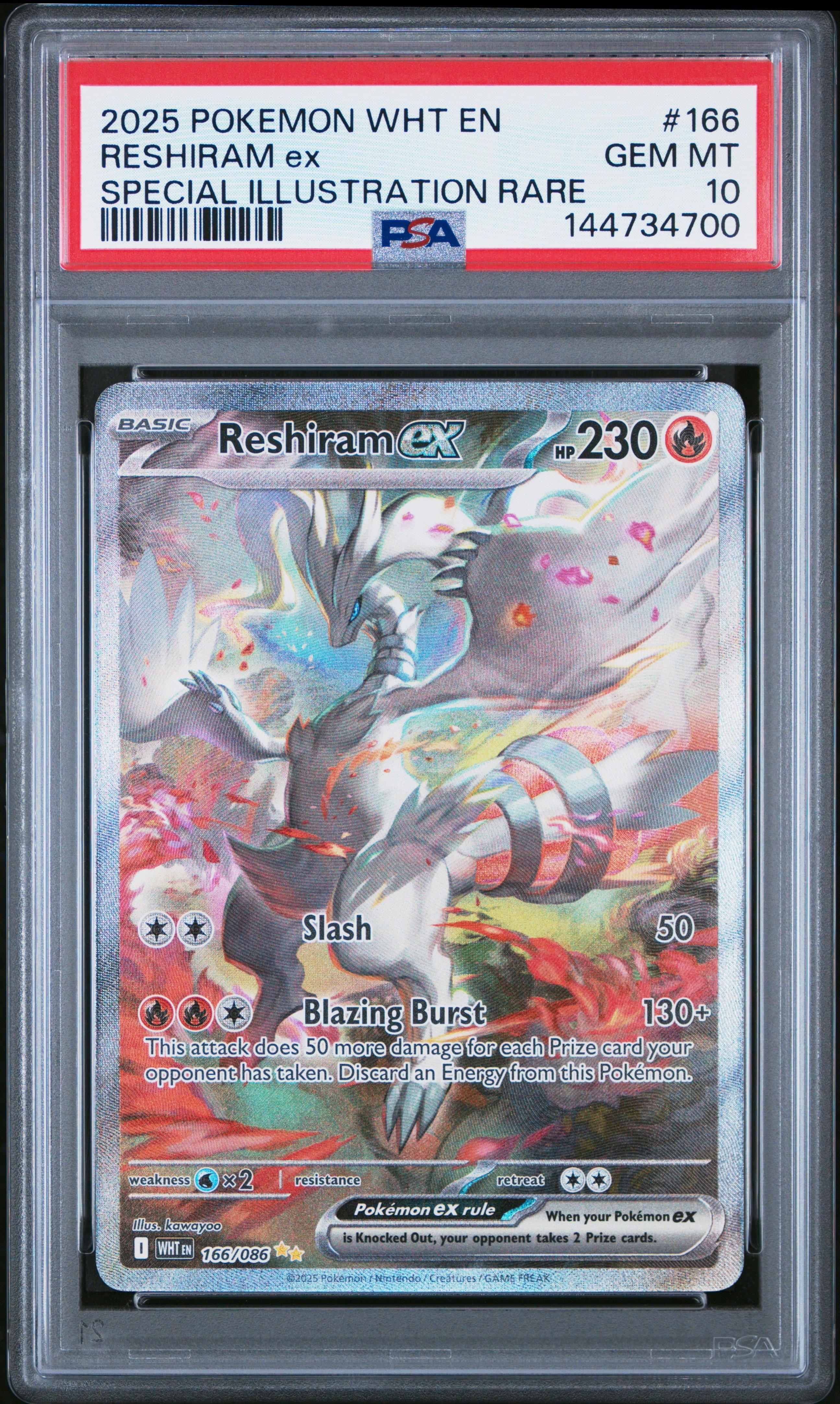 2025 Pokemon Wht En-white Flare 166 Reshiram Ex Special