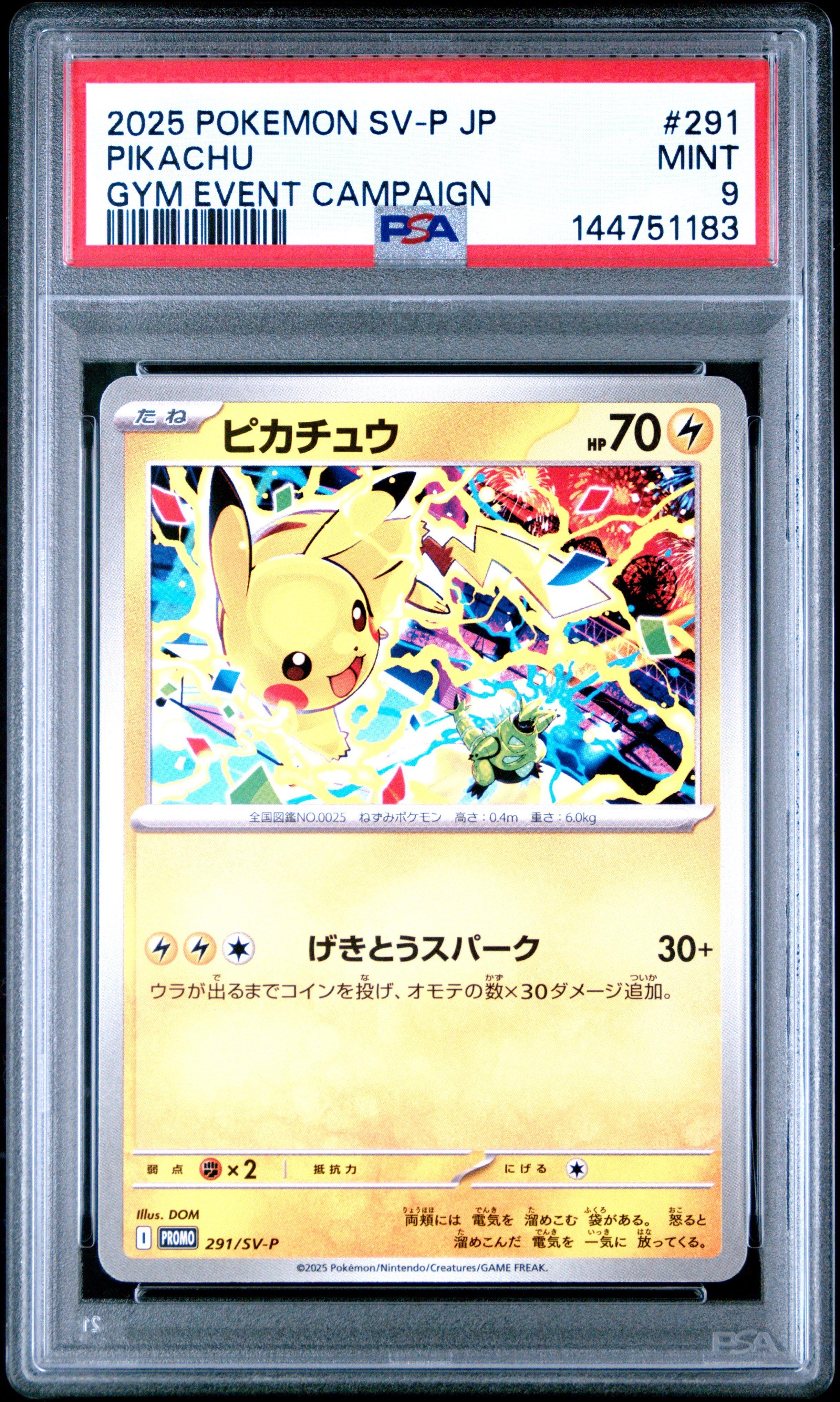 2025 ピカチュウ GYM EVENT CAMPAIGN #291 PSA10 2025 Pokemon Japanese Sv-p Promo 291 Pikachu Gym Event Campaign