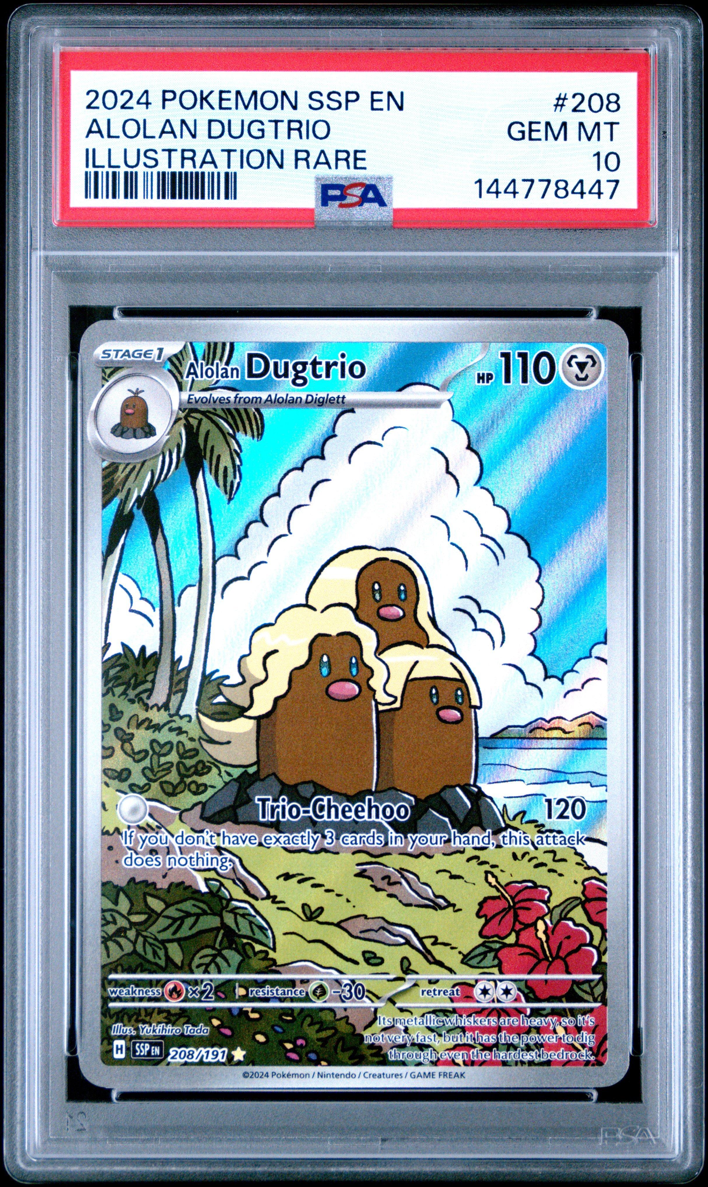2024 Pokemon Ssp En-surging Sparks 208 Alolan Dugtrio Illustration Rare PSA  10 Graded Card | GameStop