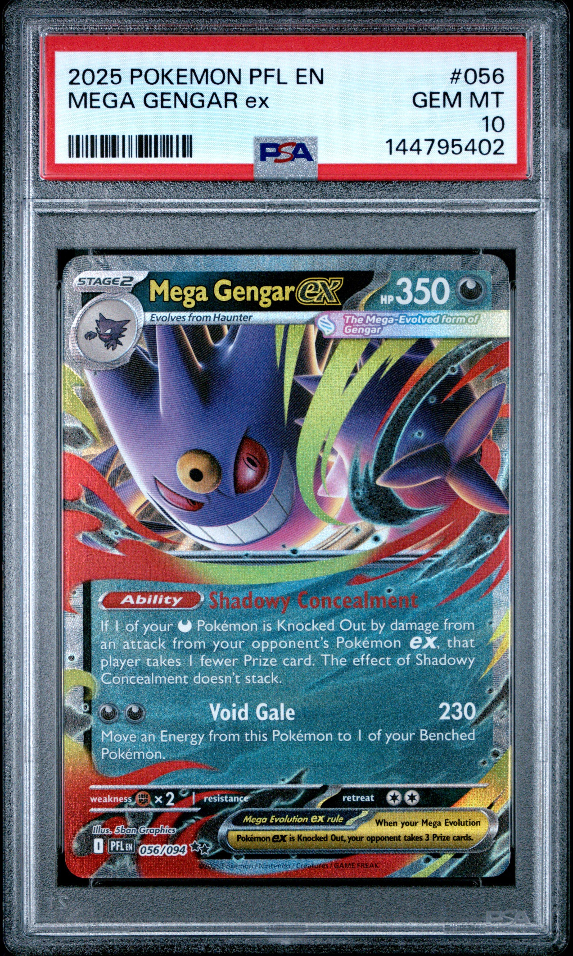2025 Pokemon Pfl En-phantasmal Flames 056 Mega Gengar Ex PSA 10