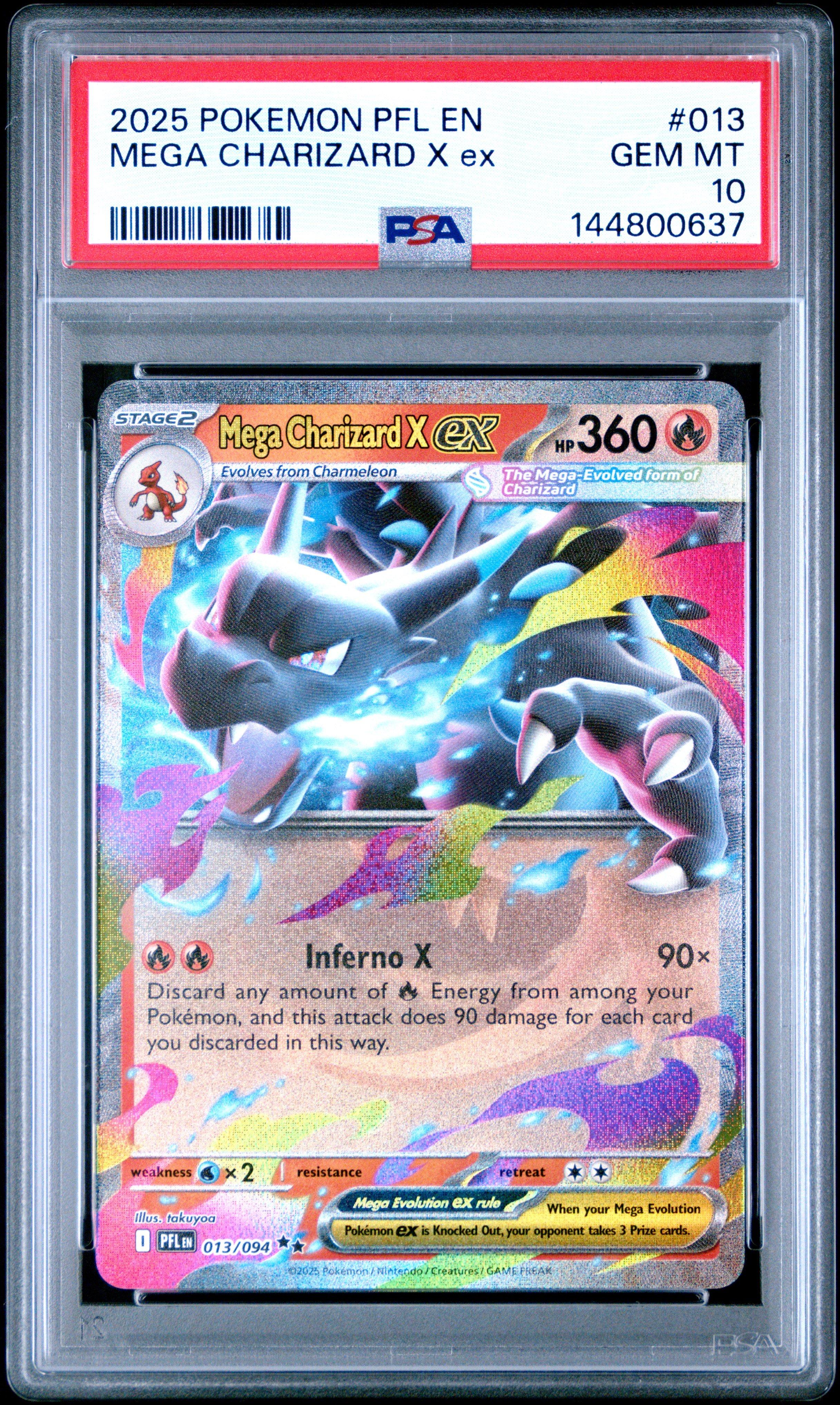 2025 Pokemon Pfl En-phantasmal Flames 013 Mega Charizard X Ex PSA