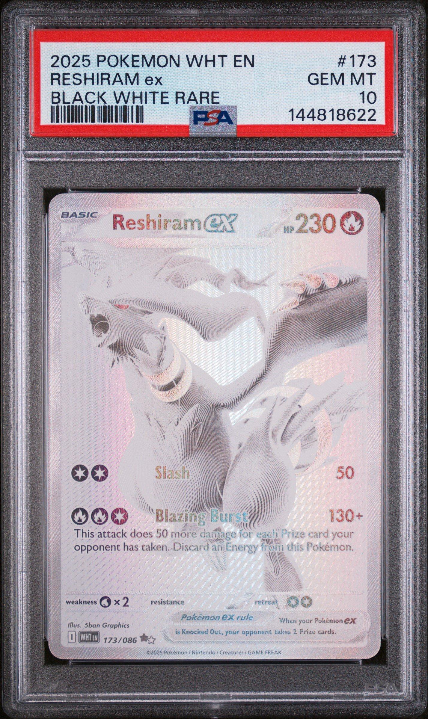 2025 Pokemon Wht En-white Flare 173 Reshiram Ex Black White Rare