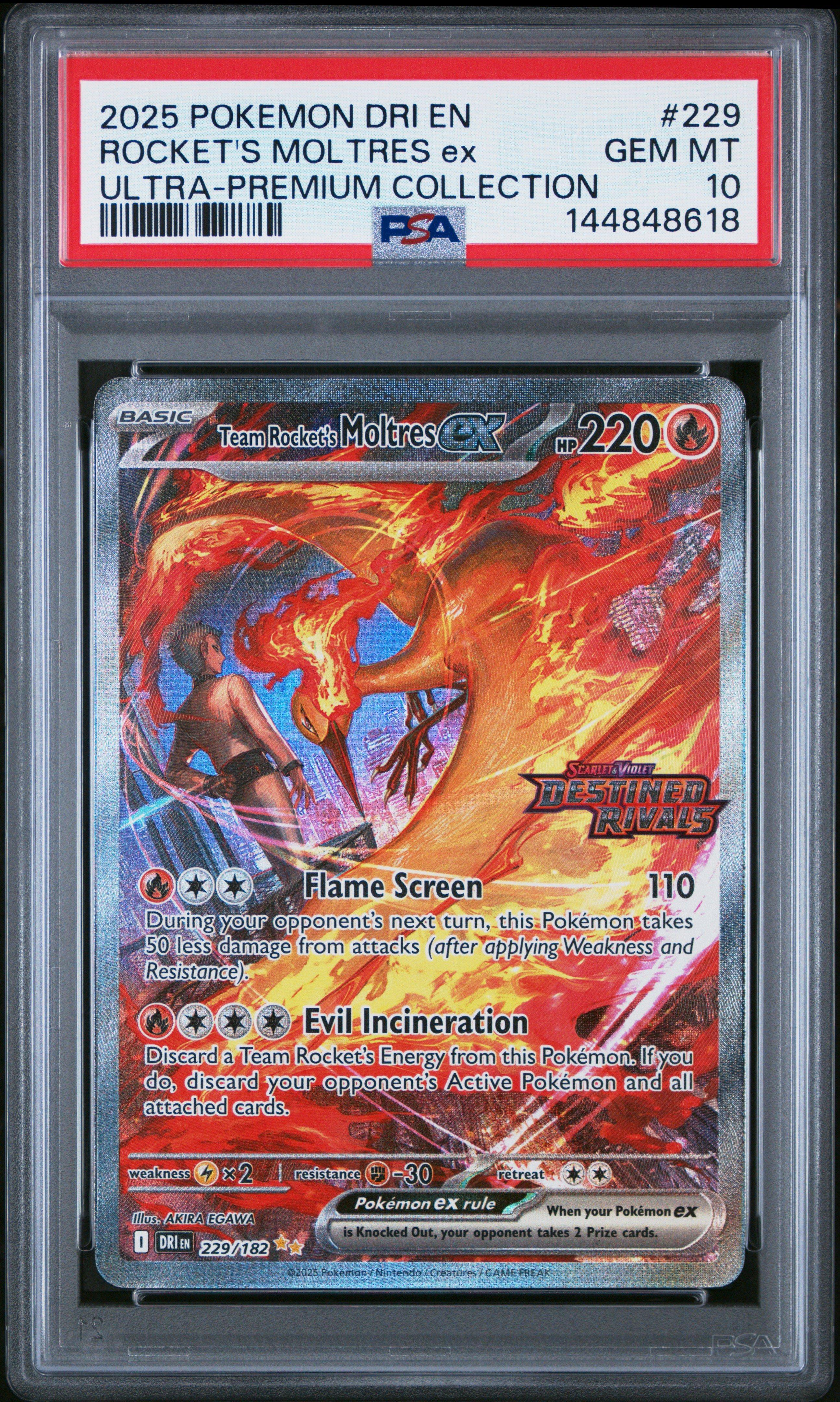 2025 Pokemon Dri En-destined Rivals 229 Team Rocket's Moltres Ex