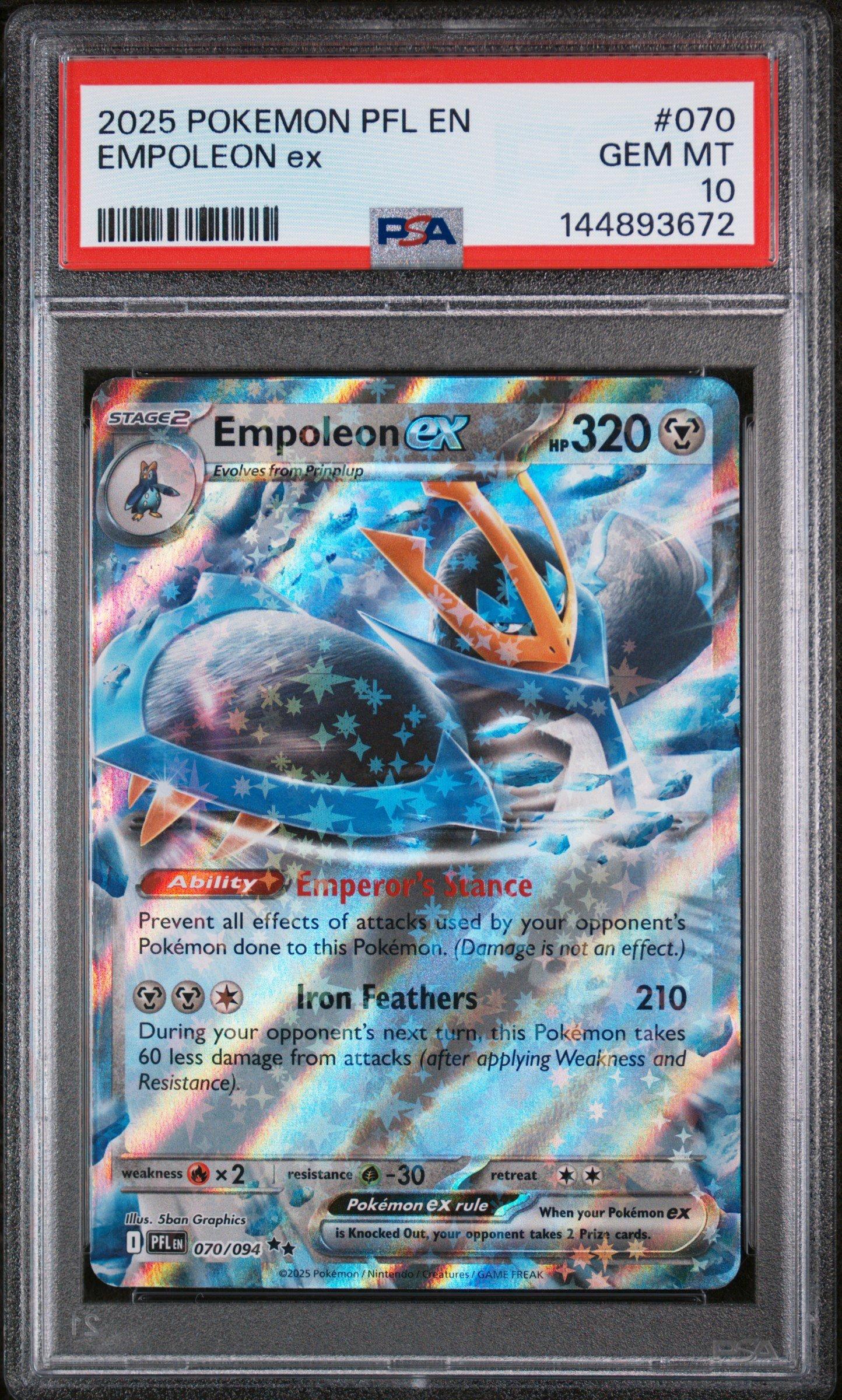 2025 Pokemon Pfl En-phantasmal Flames 070 Empoleon Ex PSA 10