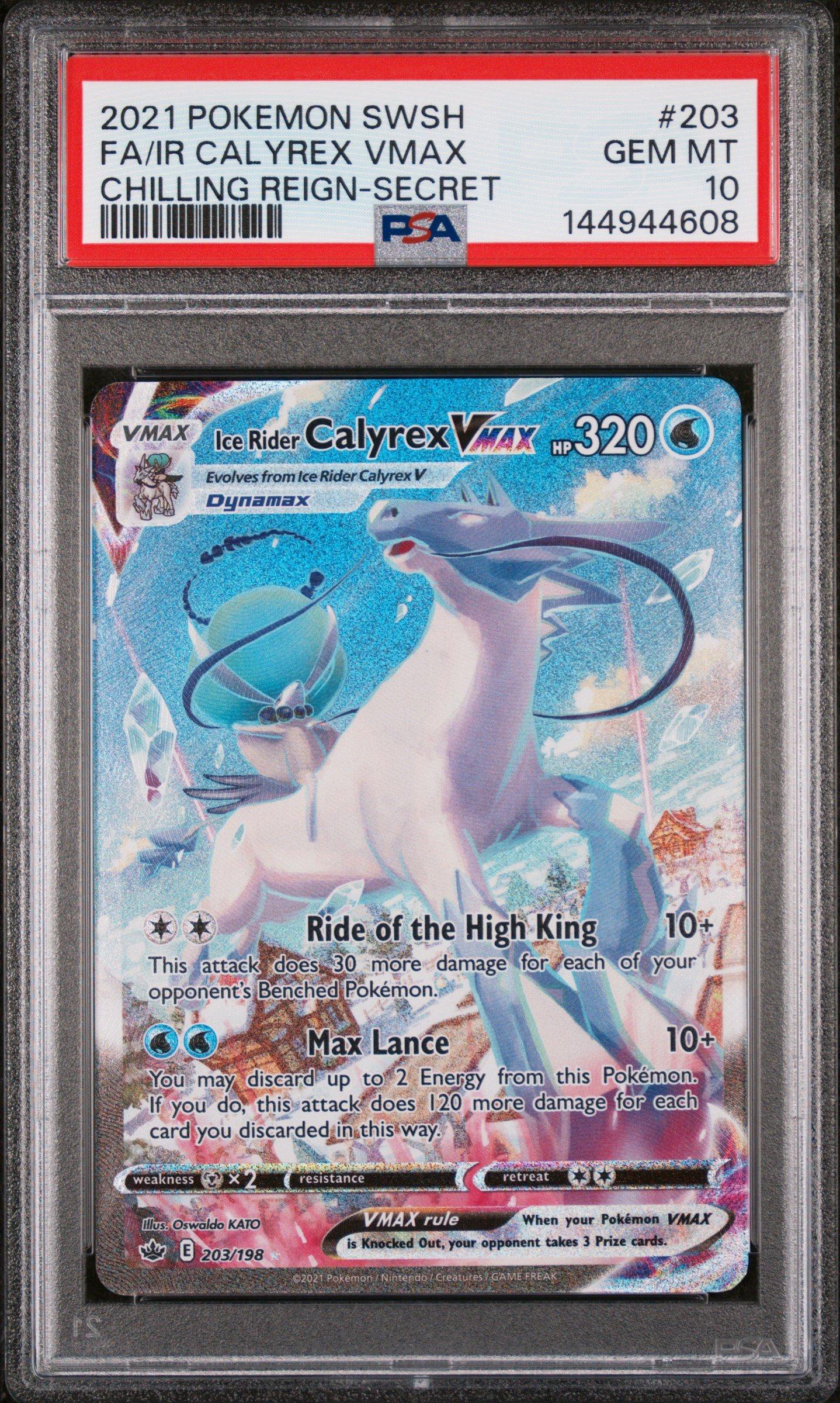 2021 Pokemon Sword & Shield Chilling Reign 203 Full Art/ice Rider Calyrex Vmax Secret PSA 10