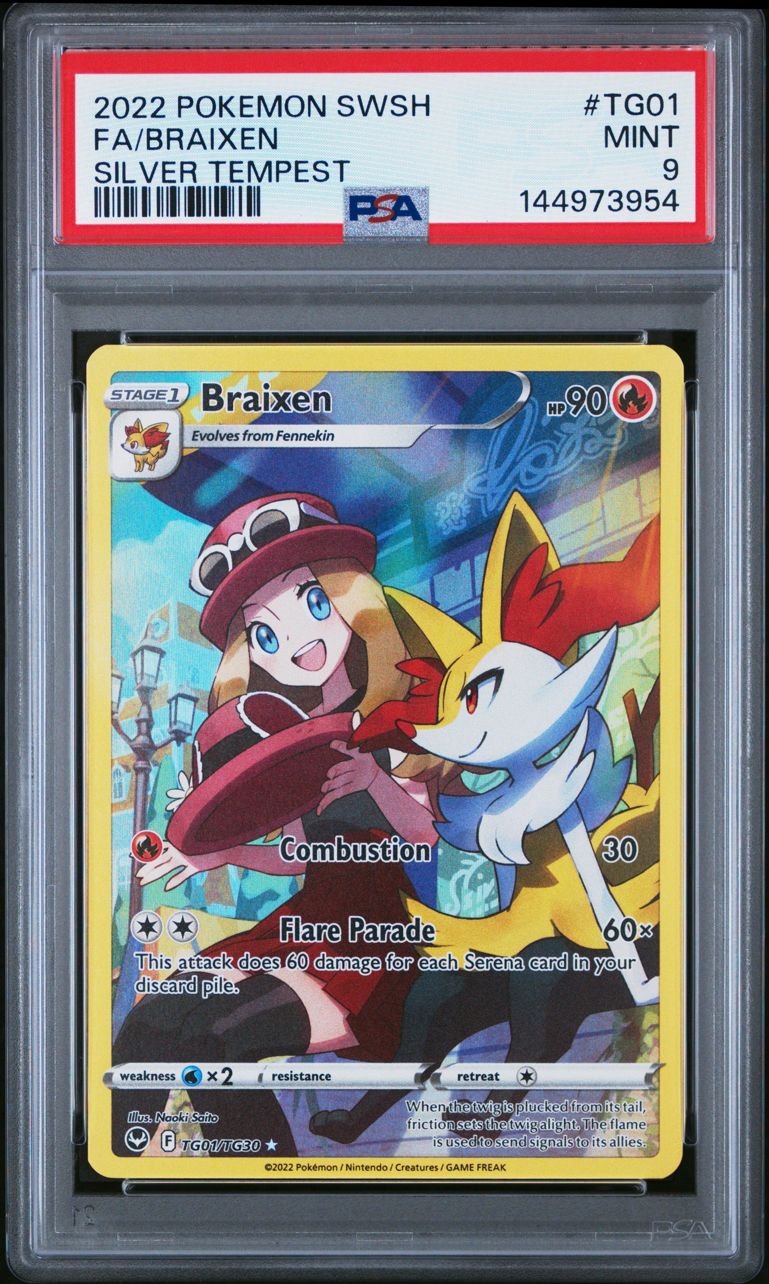 2022 Pokemon Sword & Shield Silver Tempest Tg01 Full Art/braixen