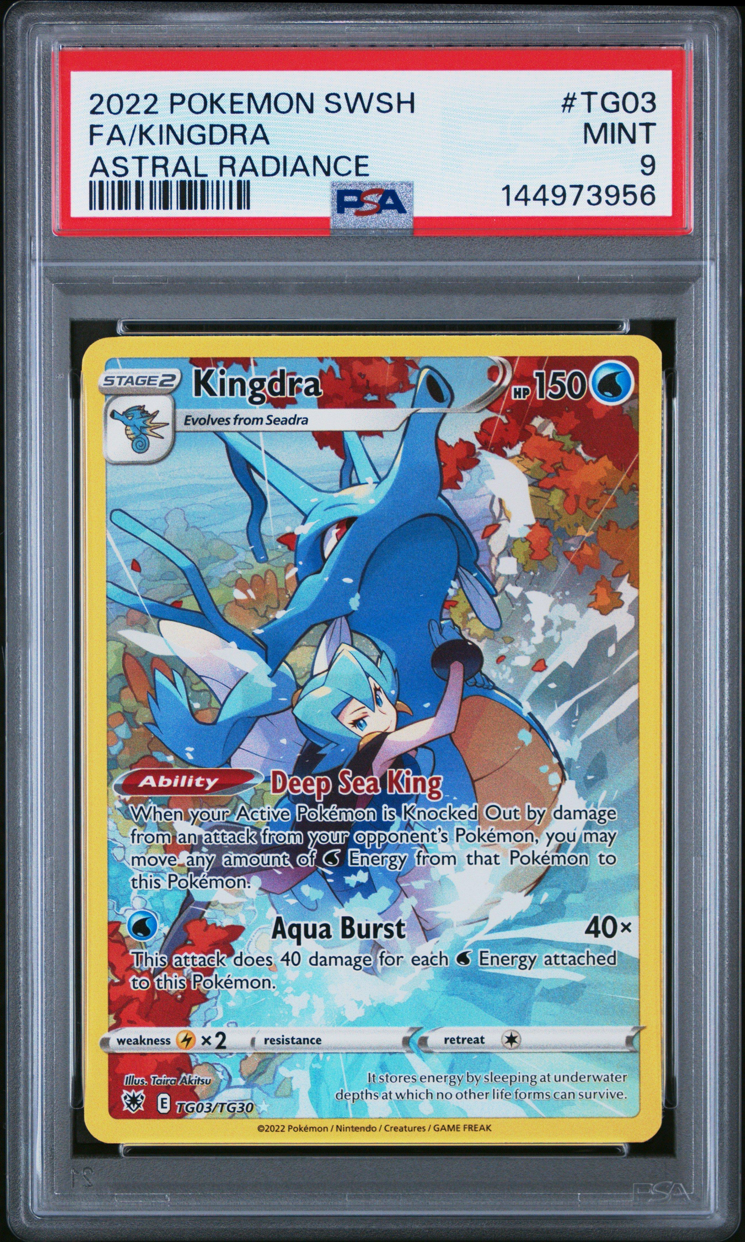 2022 Pokemon Sword & Shield Astral Radiance Tg03 Full Art/kingdra PSA 9