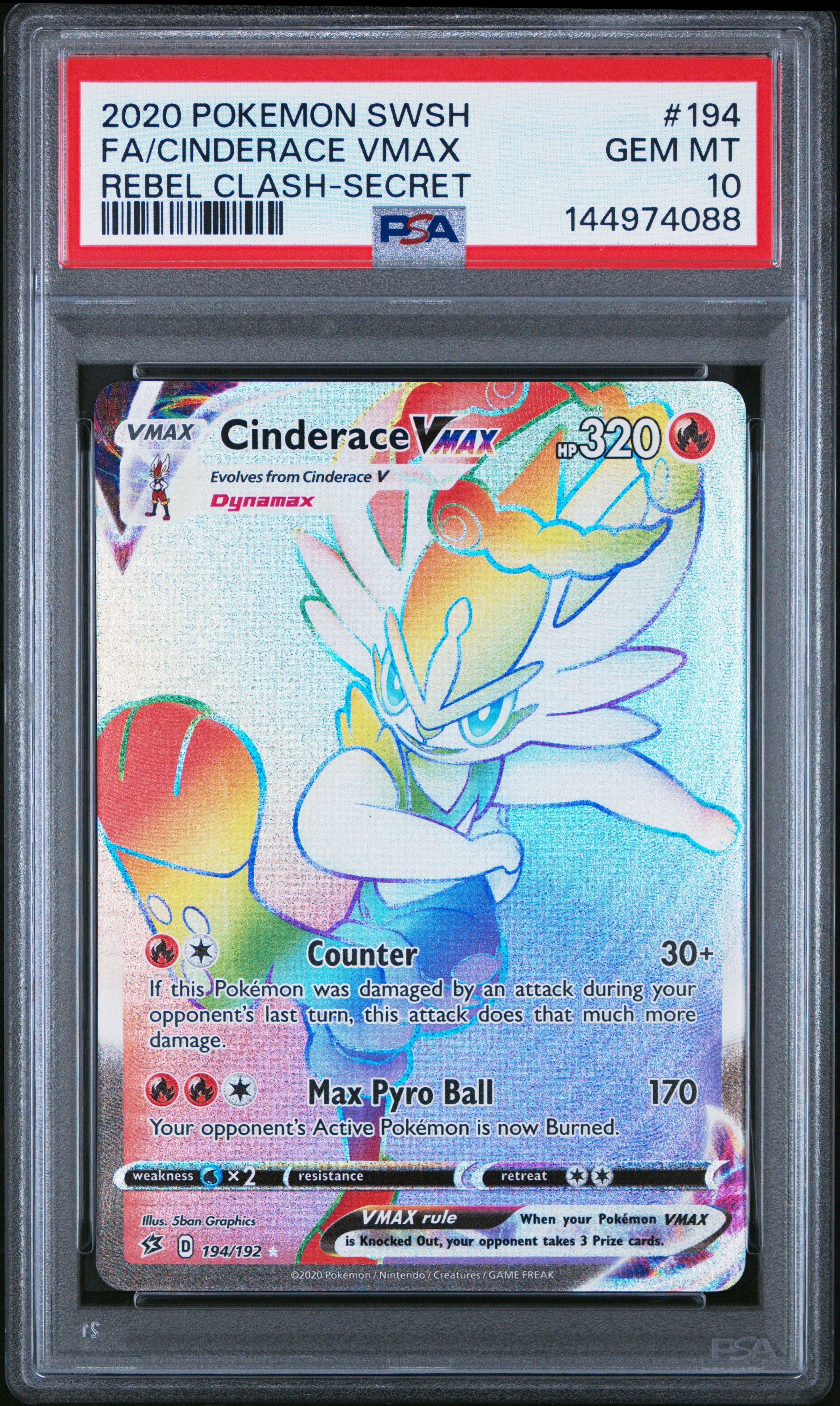 2020 Pokemon Sword & Shield Rebel Clash 194 Full Art/cinderace