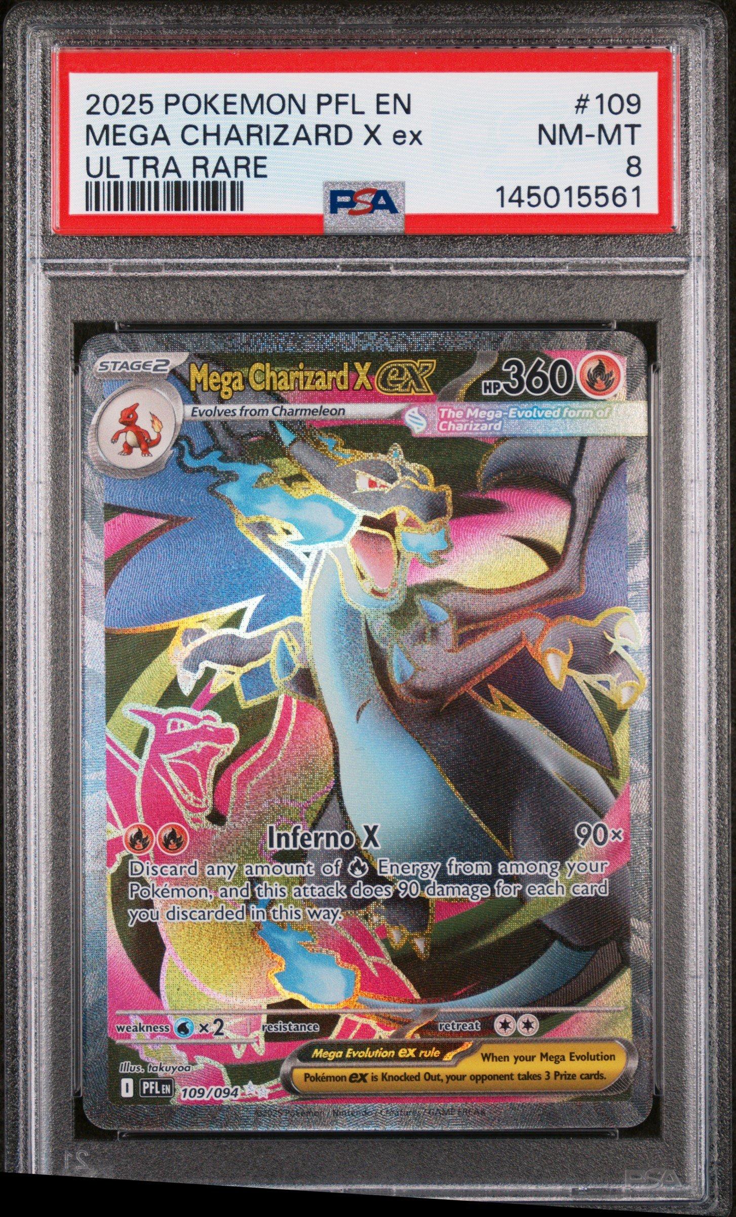2025 Pokemon Pfl En-phantasmal Flames 109 Mega Charizard X Ex