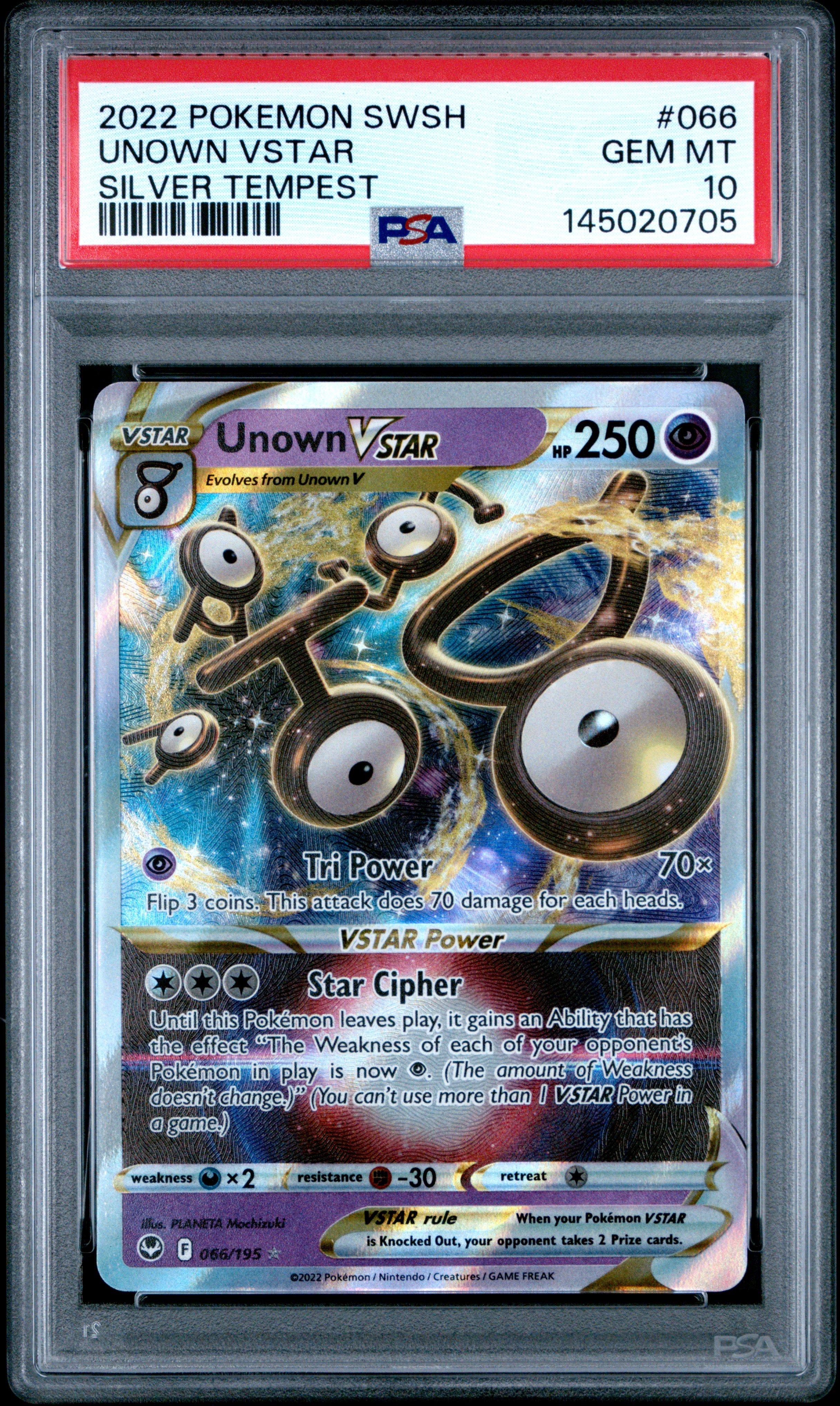2022 Pokemon Sword & Shield Silver Tempest 066 Unown Vstar PSA 10