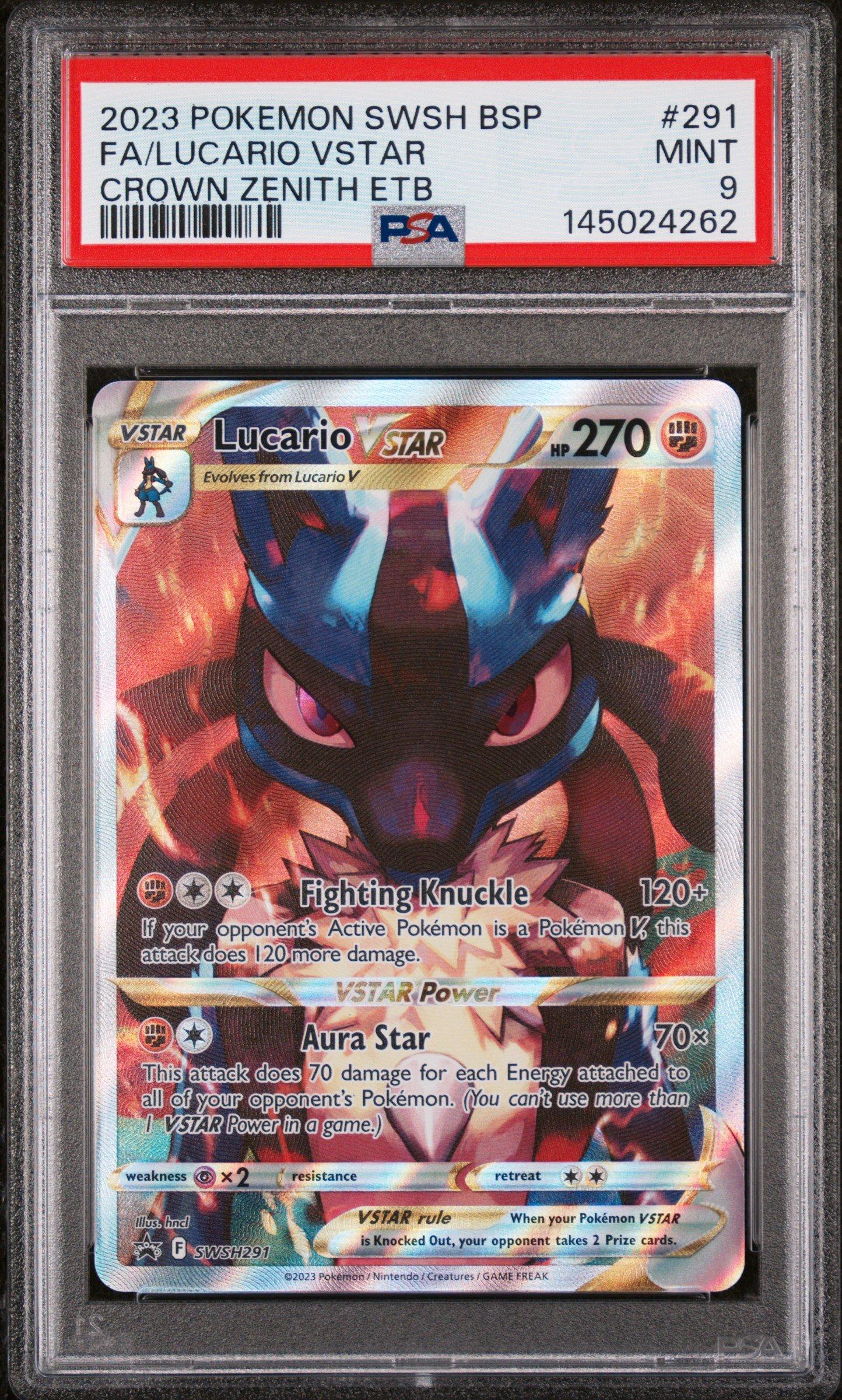 2023 Pokemon Swsh Black Star Promo 291 Full Art/lucario Vstar Crown Zenith  Elite Trainer Box PSA 9 Graded Card | GameStop