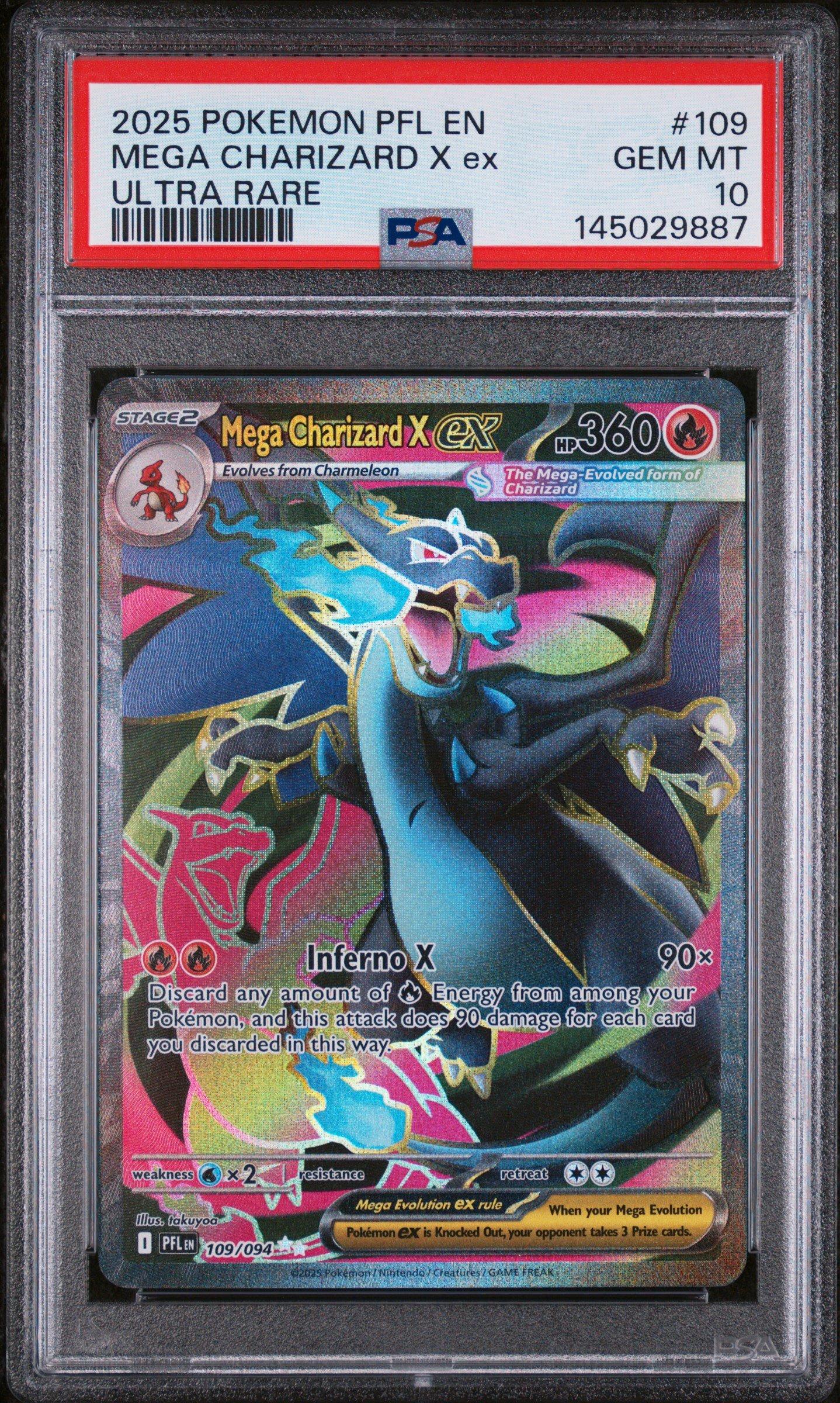 2025 Pokemon Pfl En-phantasmal Flames 109 Mega Charizard X Ex