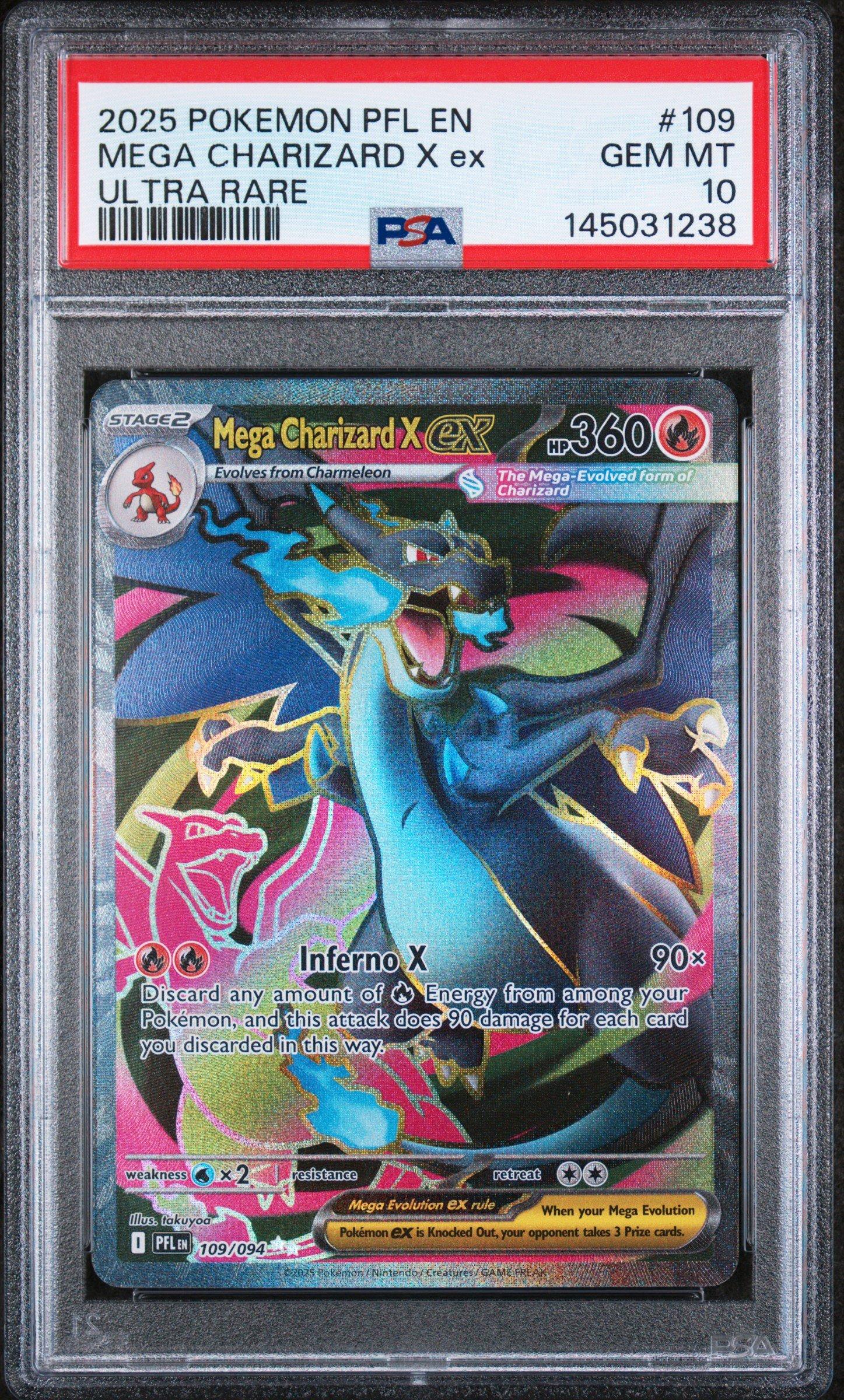 2025 Pokemon Pfl En-phantasmal Flames 109 Mega Charizard X Ex