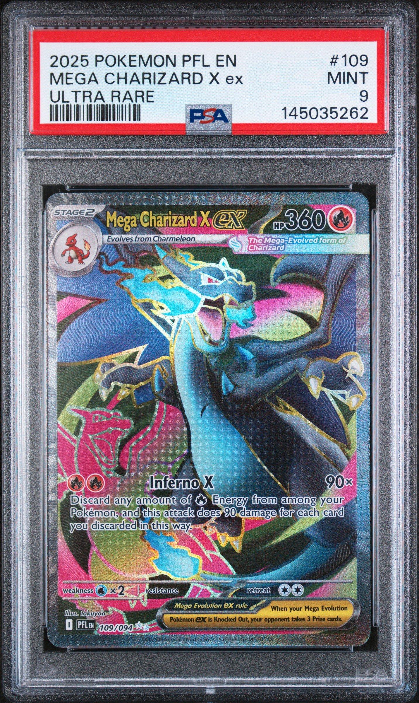2025 Pokemon Pfl En-phantasmal Flames 109 Mega Charizard X Ex