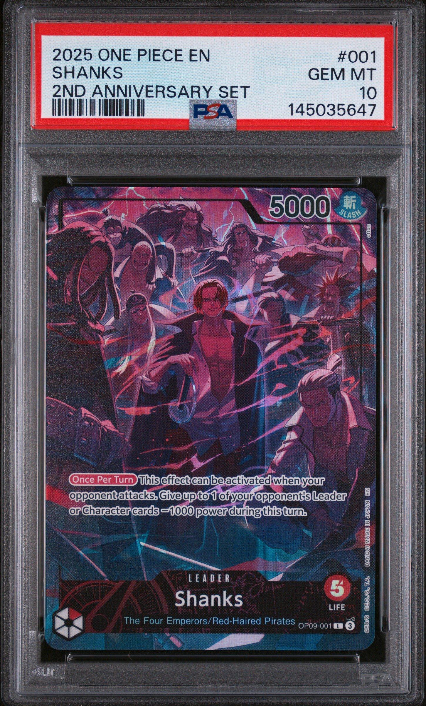 PSA10 シャンクス English 2nd Anniversary 001 2025 One Piece English Version 2nd Anniversary Set 001 Shanks PSA