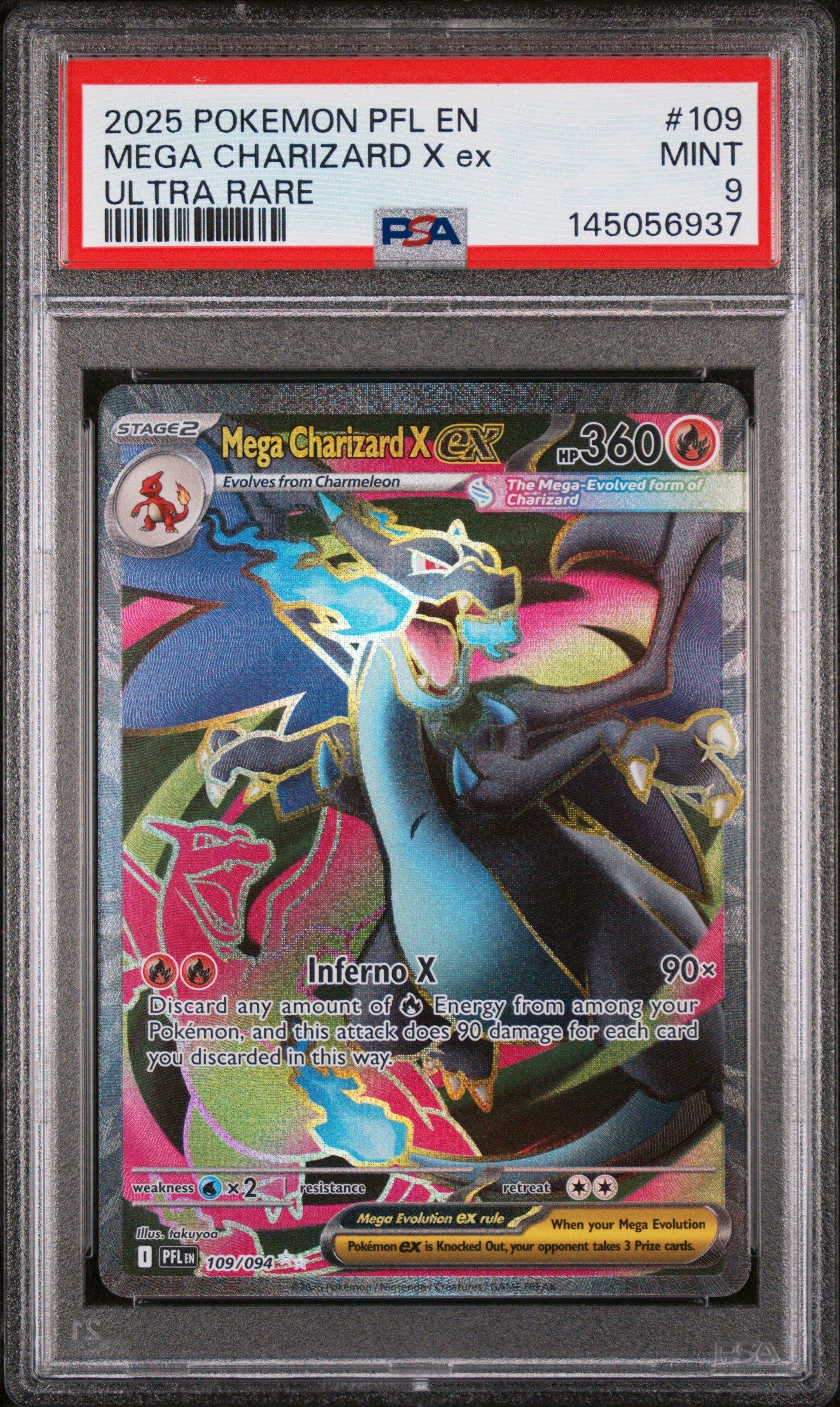2025 Pokemon Pfl En-phantasmal Flames 109 Mega Charizard X Ex