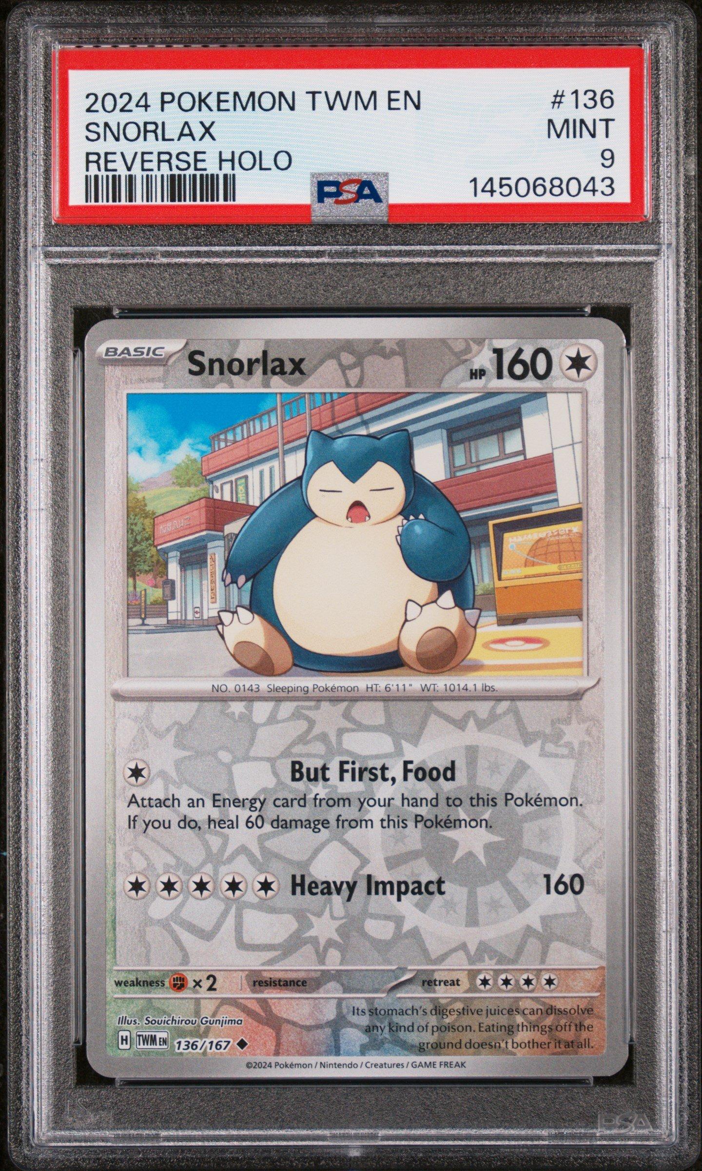 2024 Pokemon Twm En-Twilight Masquerade 136 Snorlax Reverse Holo PSA 9