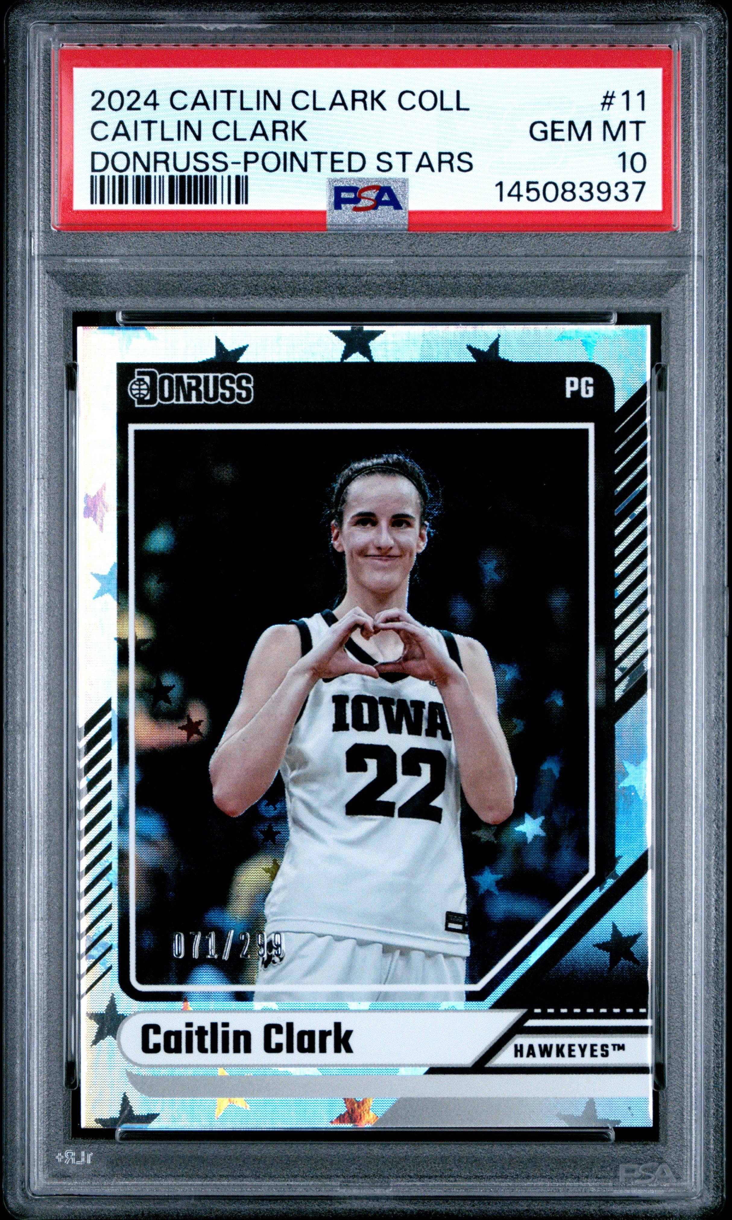 2024 Panini Caitlin Clark Collection Donruss 11 Caitlin Clark Pointed Stars  PSA 10