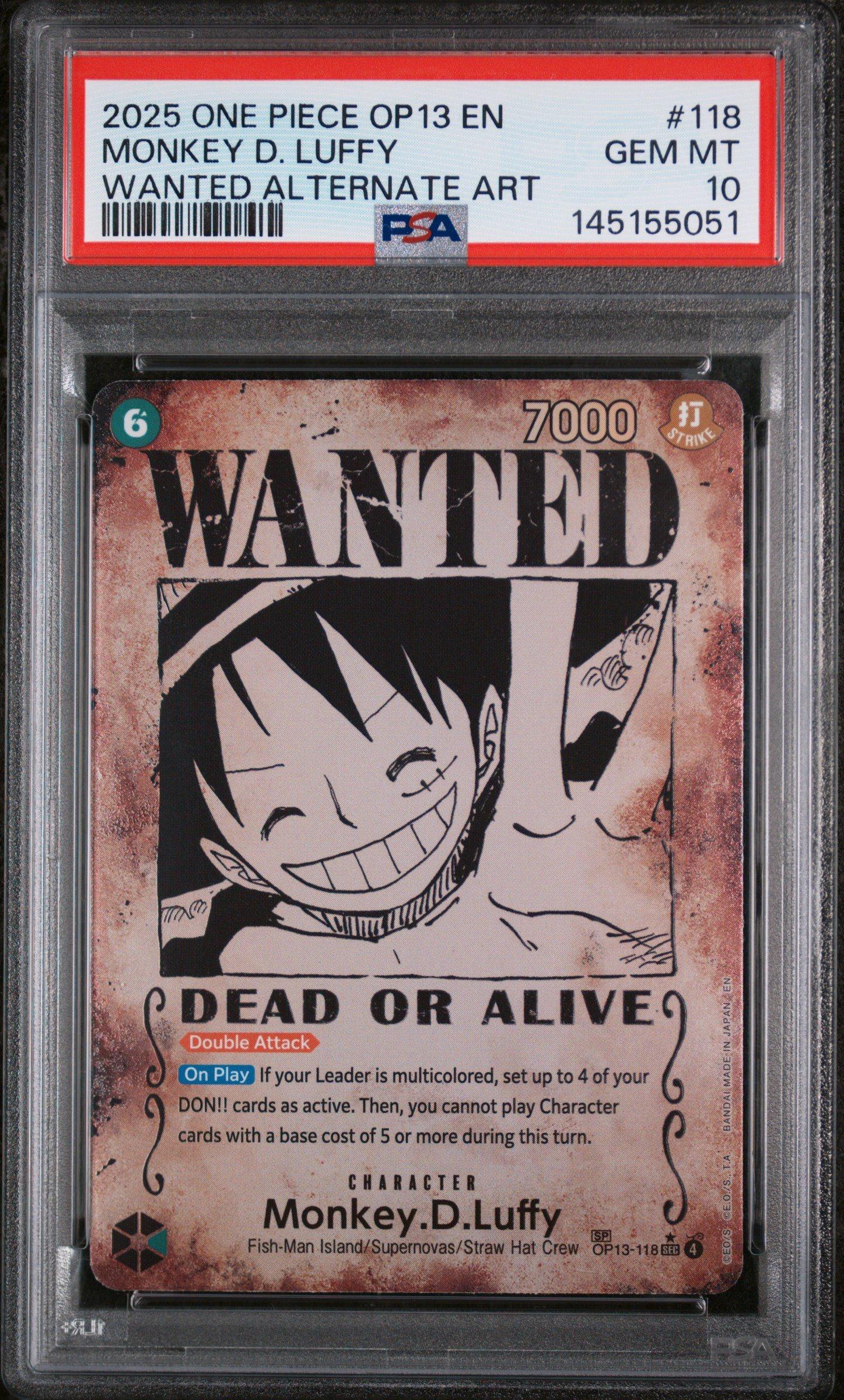 2025 ONE PIECE OP13 モンキー・D・ルフィ #118 psa9 2025 One Piece Op13-carrying On His Will 118 Monkey D. Luffy