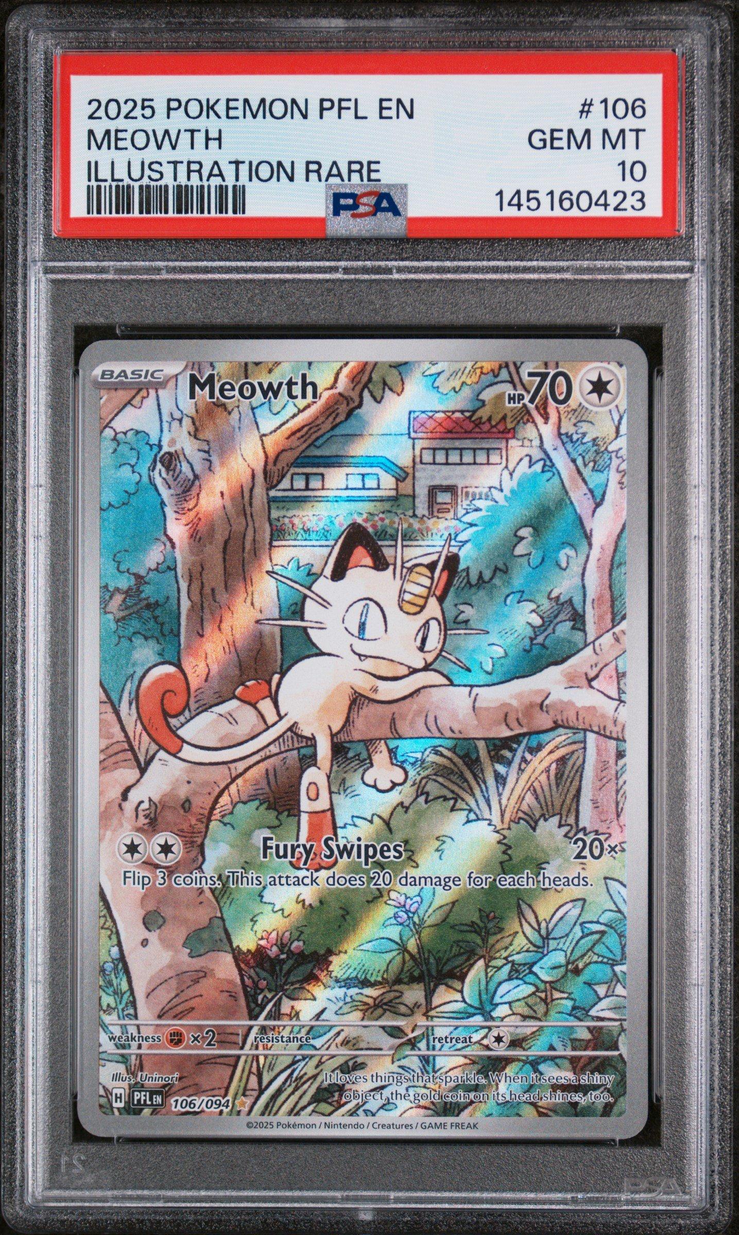 2025 Pokemon Pfl En-phantasmal Flames 106 Meowth Illustration Rare
