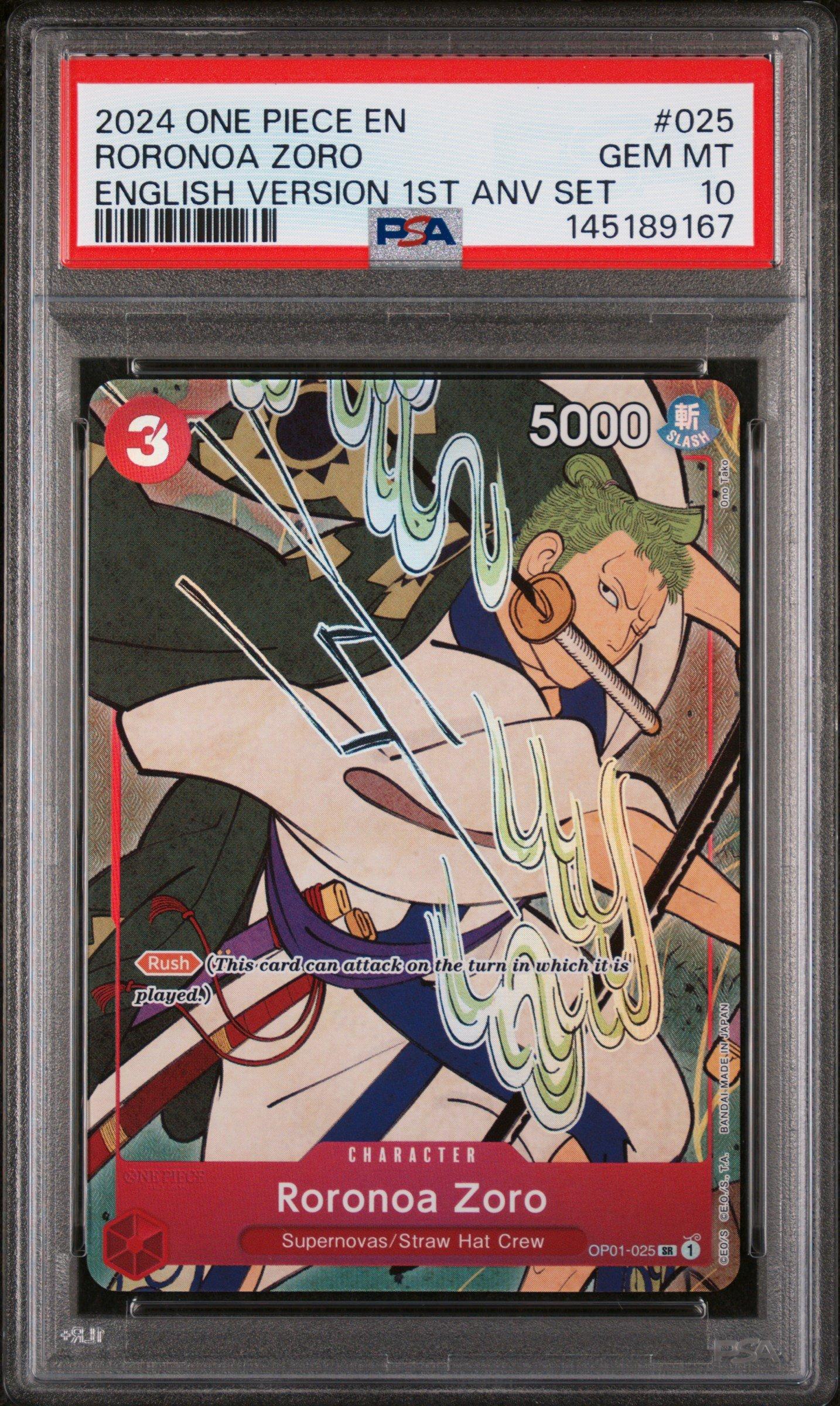 2024 One Piece English Version 1st Anniversary Set 025 Roronoa Zoro PSA 10