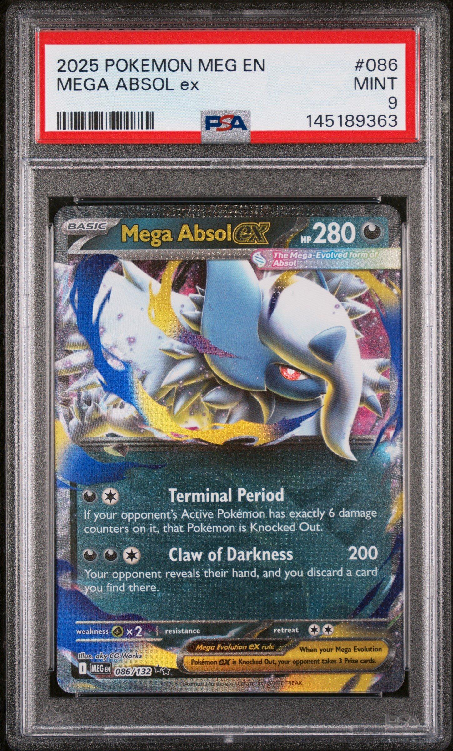 2025 Pokemon Meg En-mega Evolution 086 Mega Absol Ex PSA 9 Graded