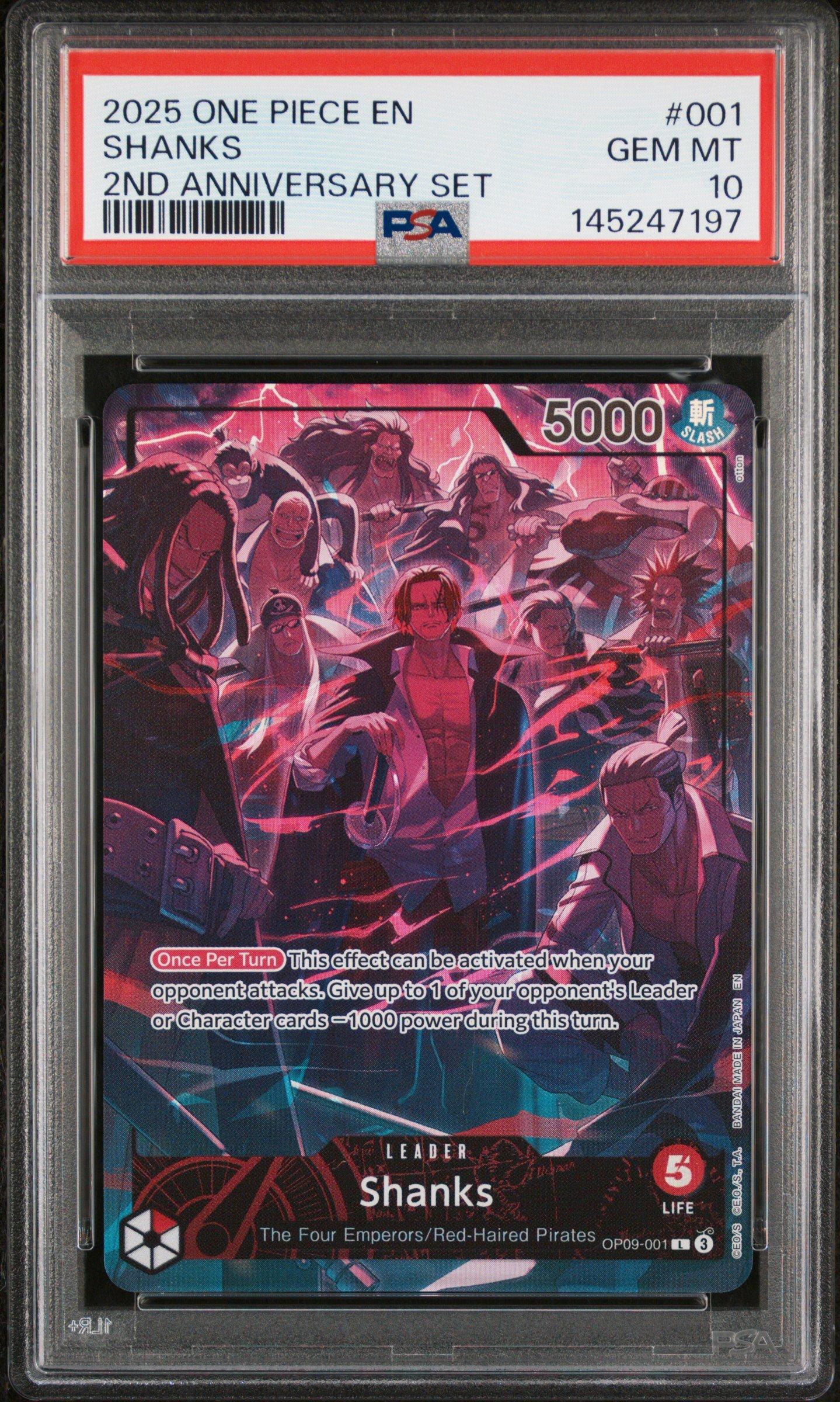 2025 One Piece English Version 2nd Anniversary Set Shanks PSA 10