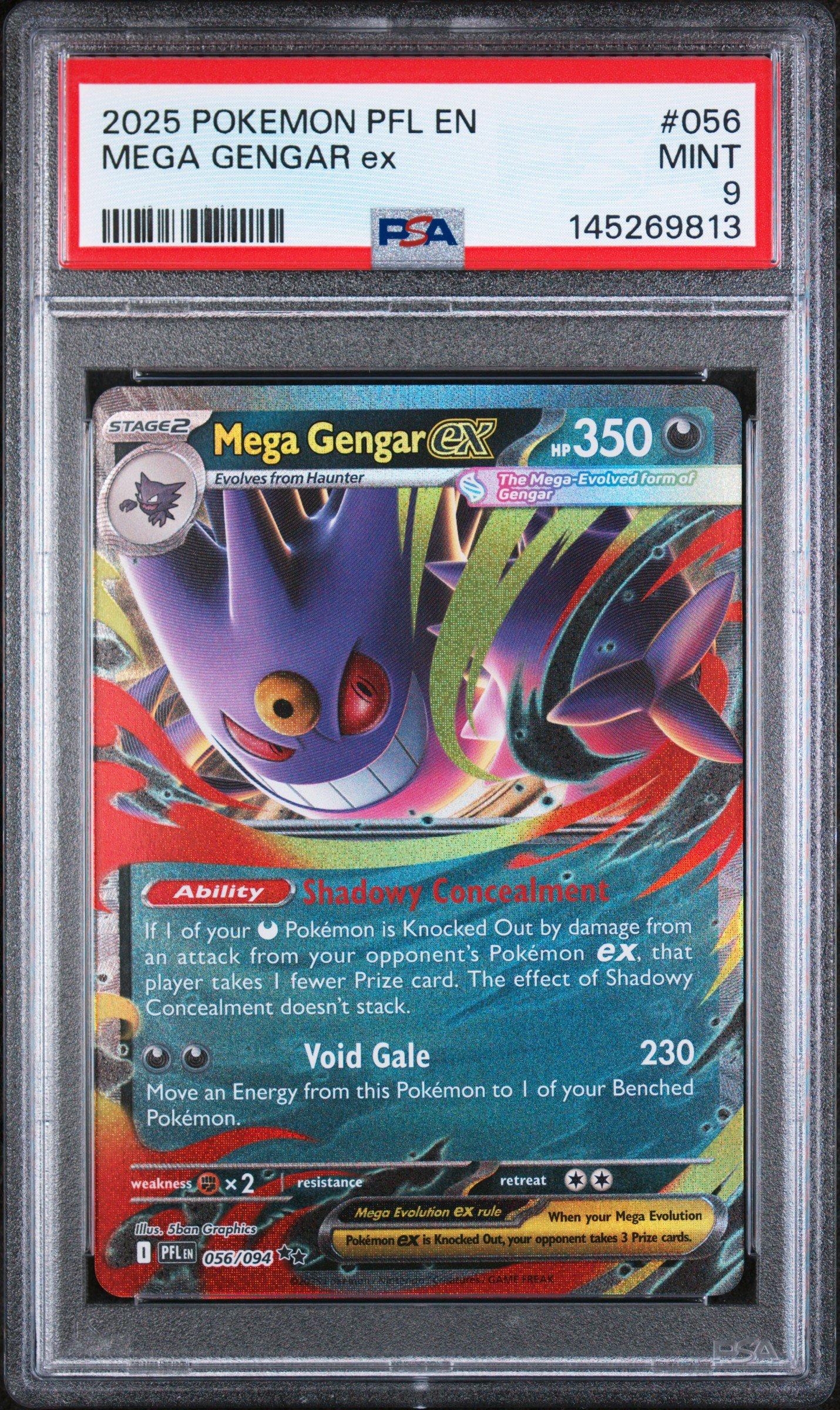 2025 Pokemon Pfl En-phantasmal Flames 056 Mega Gengar Ex PSA 9