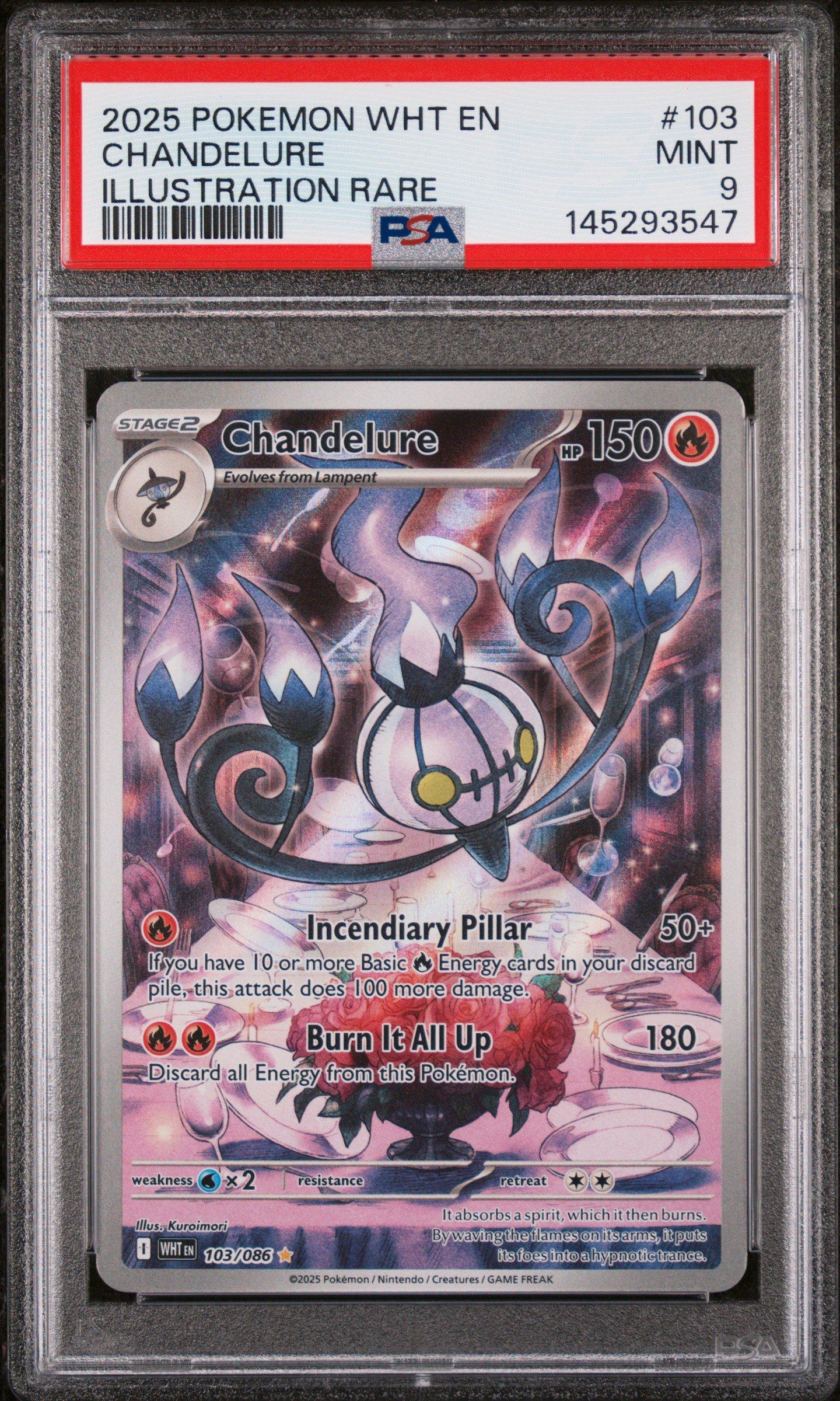 2025 Pokemon Wht En-white Flare 103 Chandelure Illustration Rare PSA
