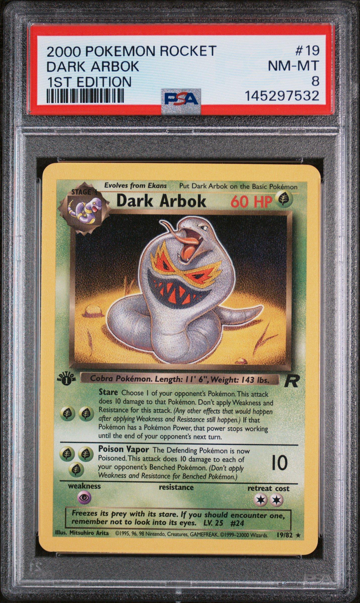 2000 Pokemon Rocket 19 Dark Arbok 1st Edition PSA 8