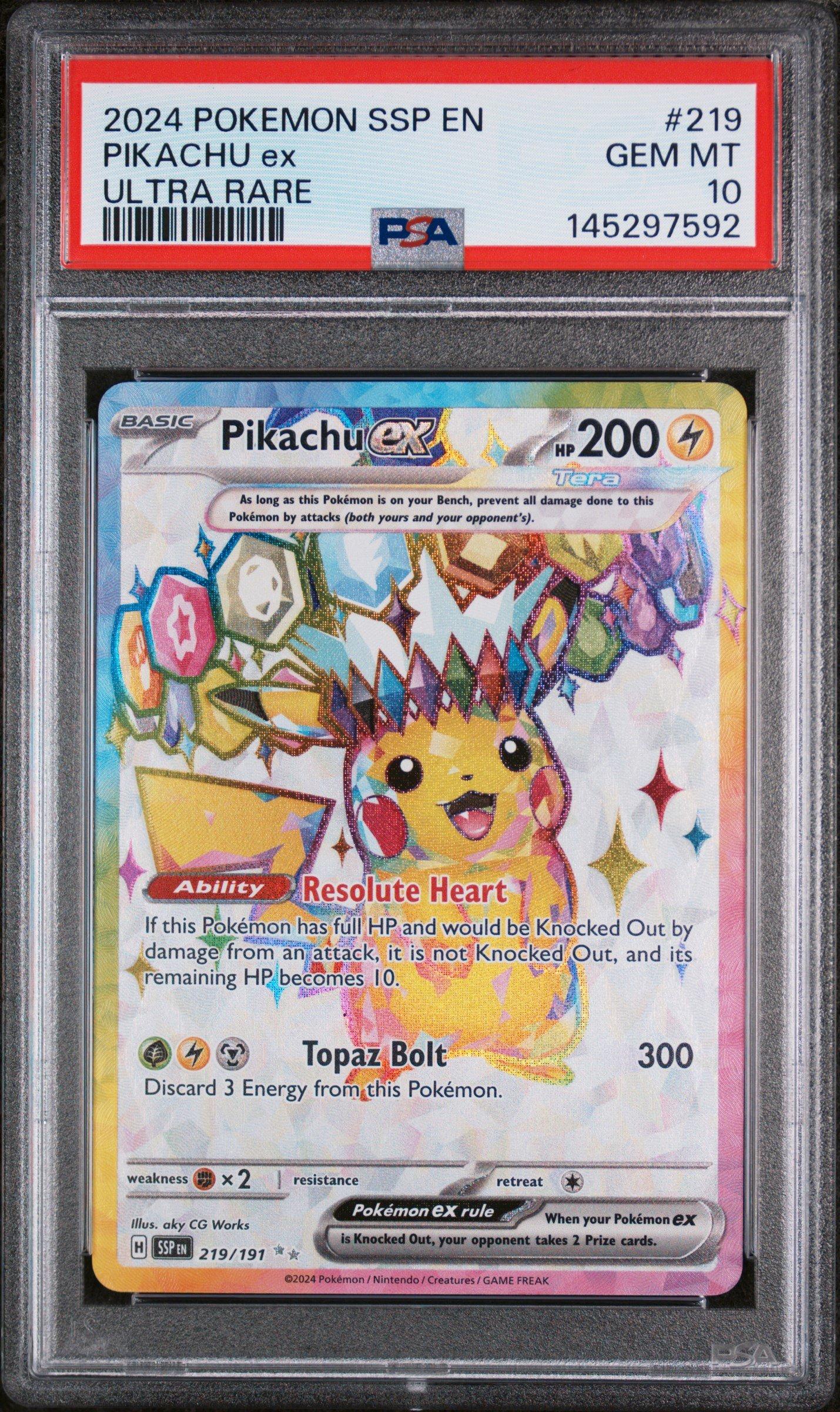 2024 Pokemon Ssp En-surging Sparks 219 Pikachu Ex Ultra Rare PSA