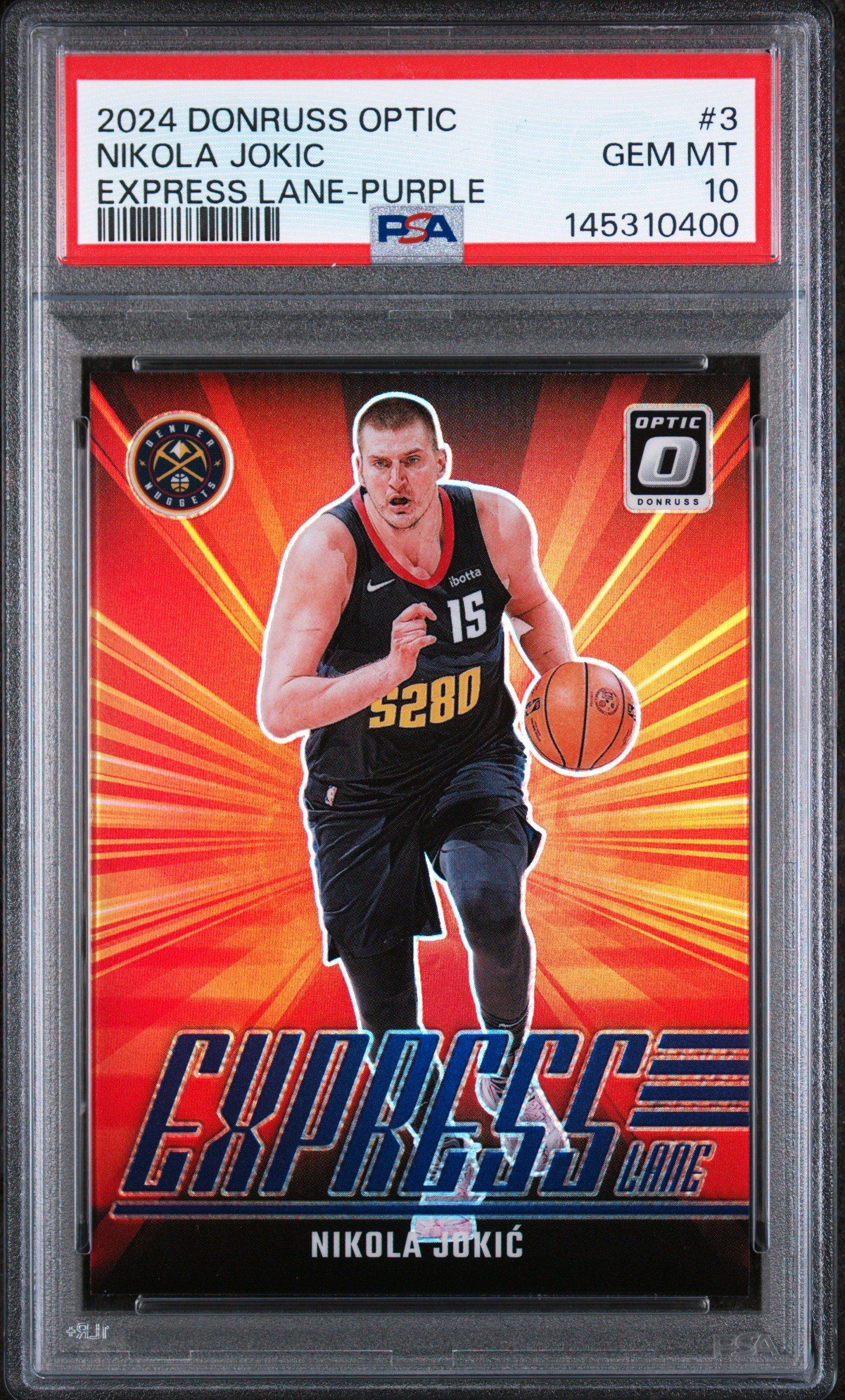 2024 Panini Donruss Optic Express Lane 3 Nikola Jokic Purple PSA 