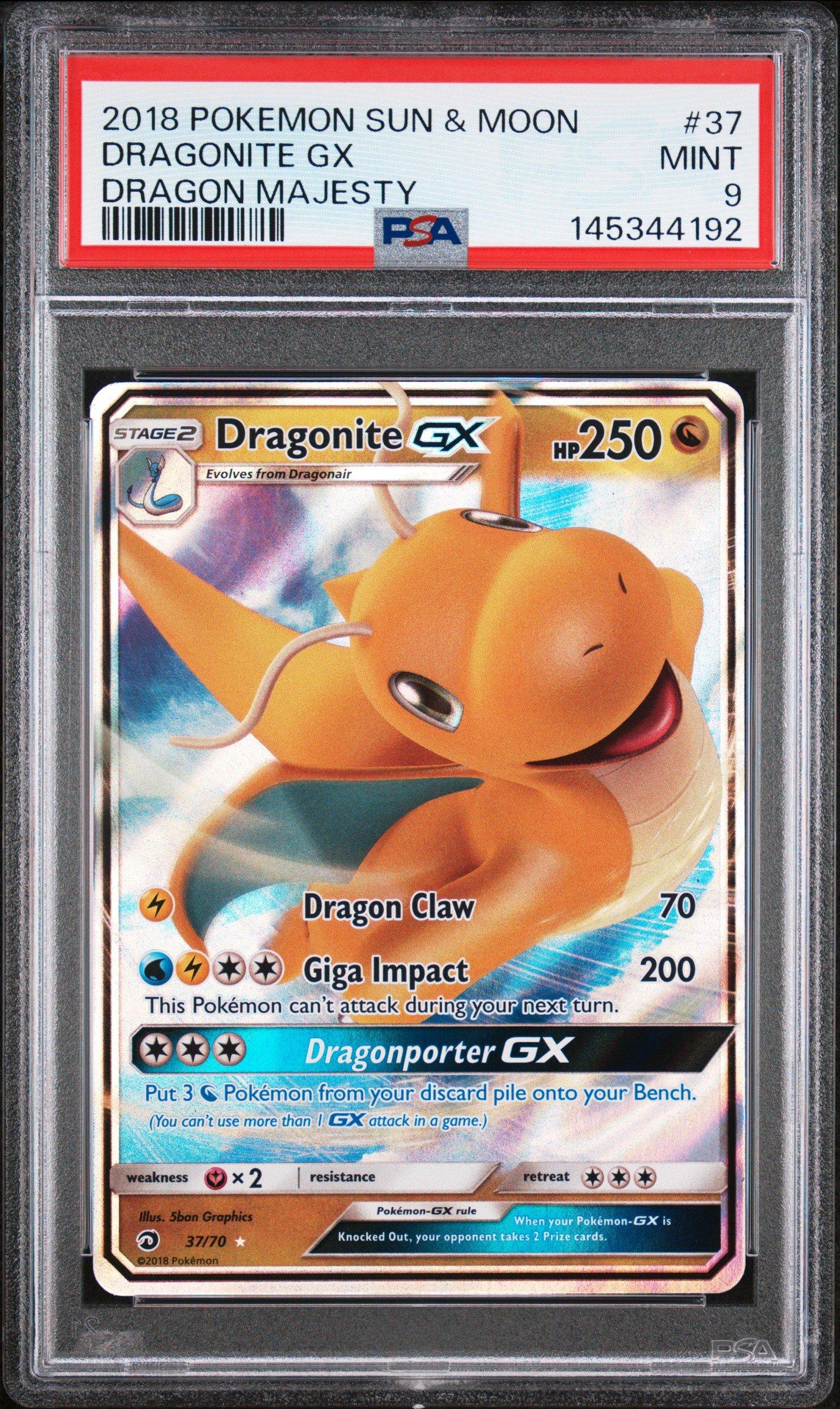 dragonite pokemon card sun and moon GX - 248/236 Lightning Dragon Pulse (180) Discard the top 2 cards of your deck. PSA 10 Dragonite Holo -