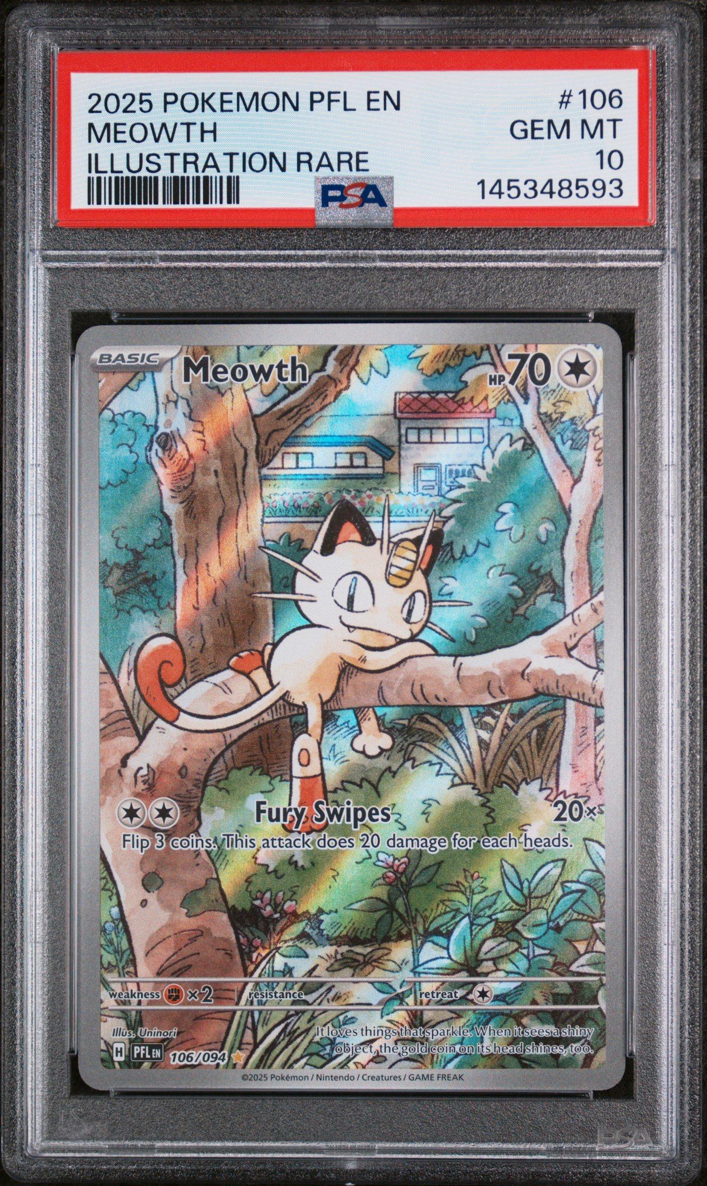 2025 Pokemon Pfl En-phantasmal Flames 106 Meowth Illustration Rare