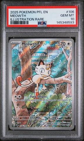 2025 Pokemon Pfl En-phantasmal Flames 106 Meowth Illustration Rare