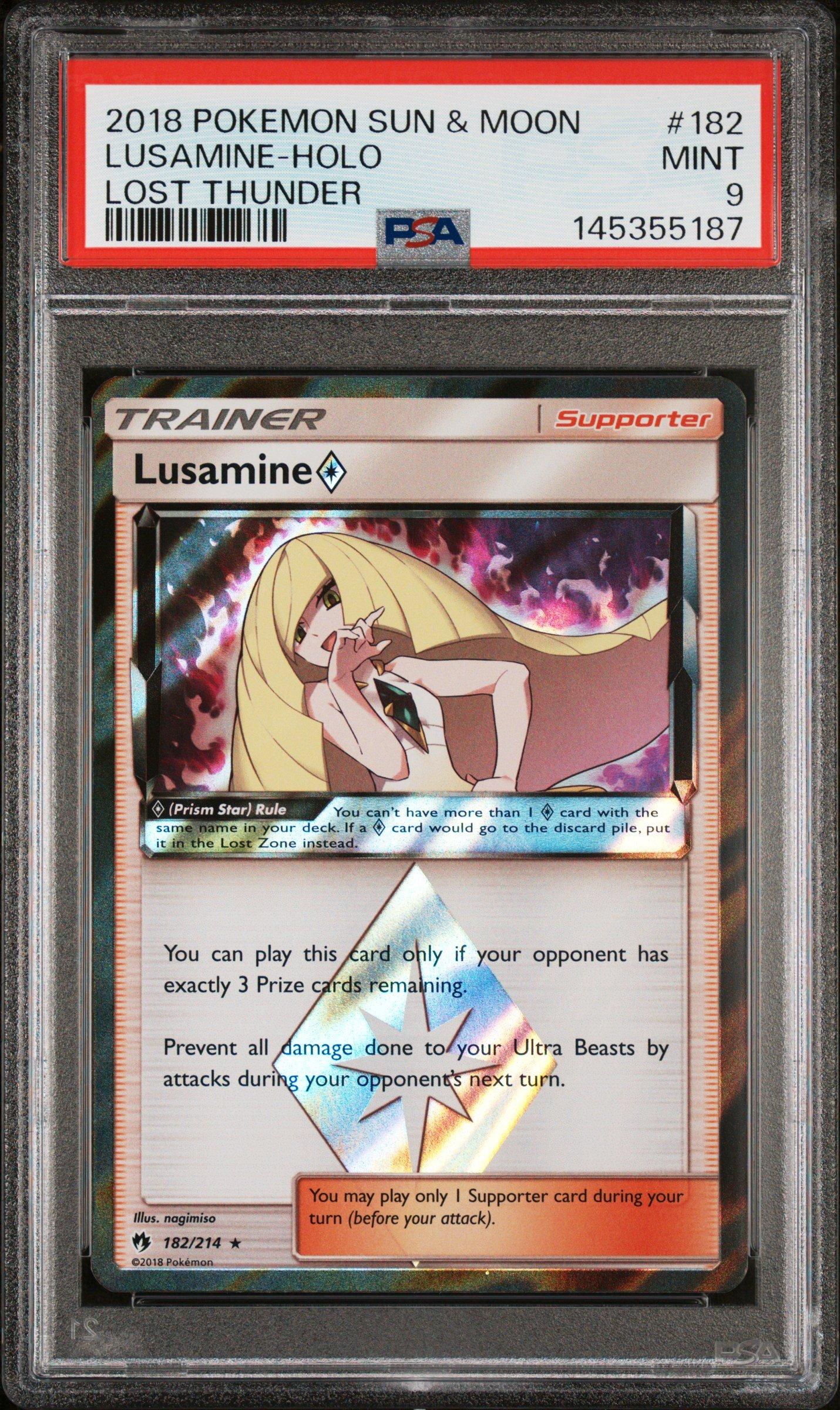 ルザミーネTRARS9 2018 Pokemon Sun & Moon Lost Thunder 182 Lusamine-holo PSA 9
