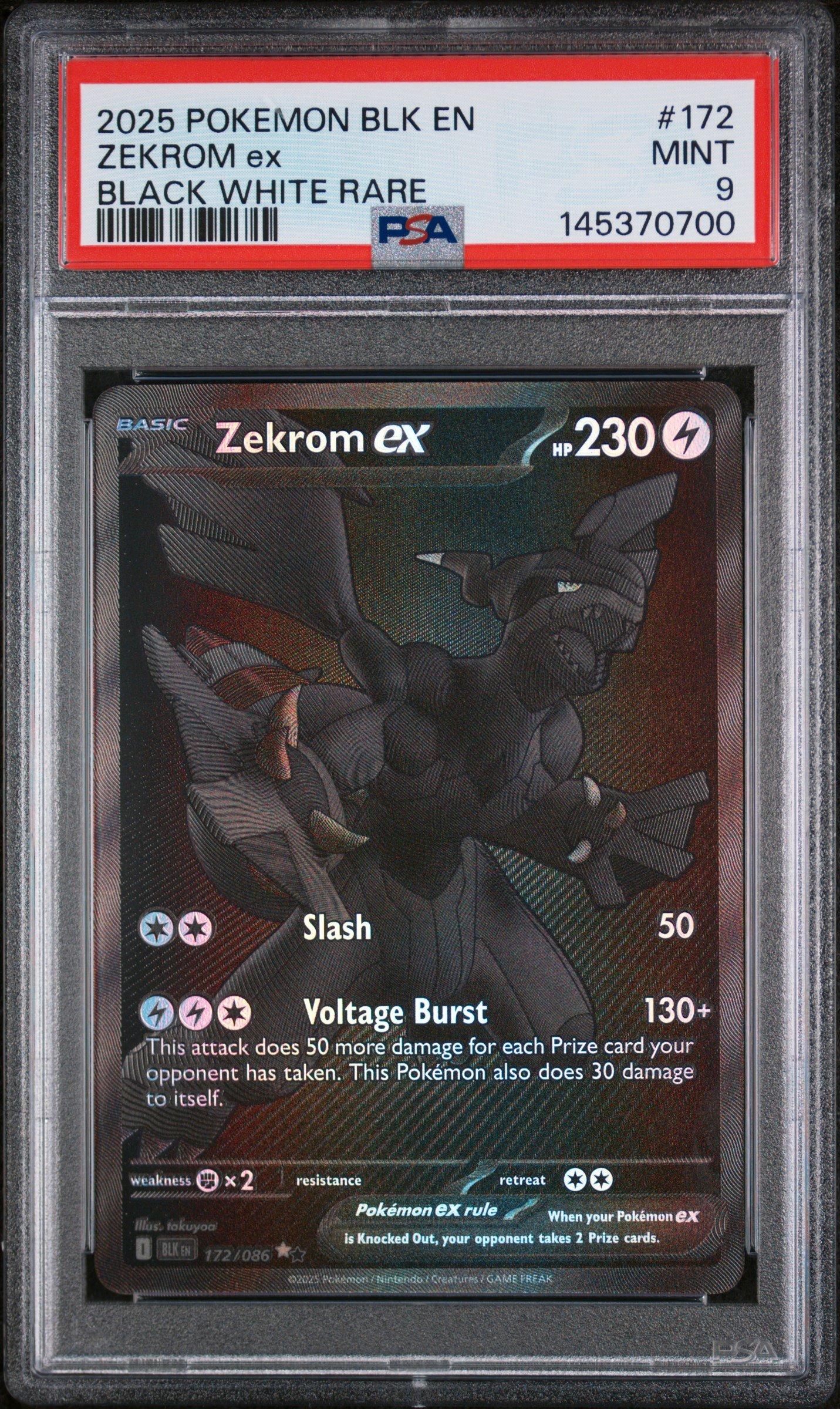 2025 Pokemon Blk En-black Bolt 172 Zekrom Ex Black White Rare PSA