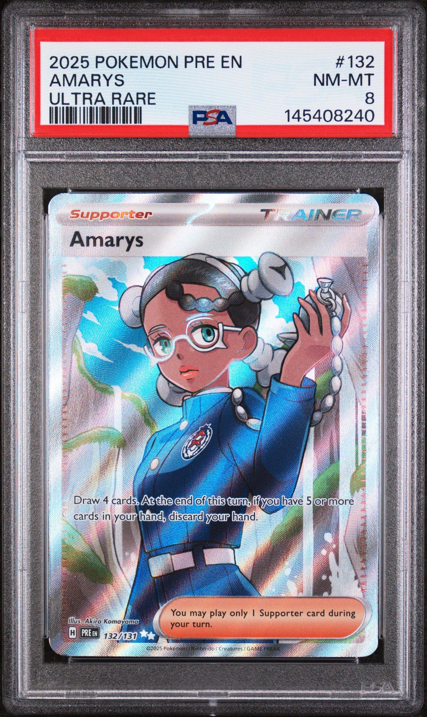 2025 Pokemon Pre En-prismatic Evolutions 132 Amarys Ultra Rare PSA 8