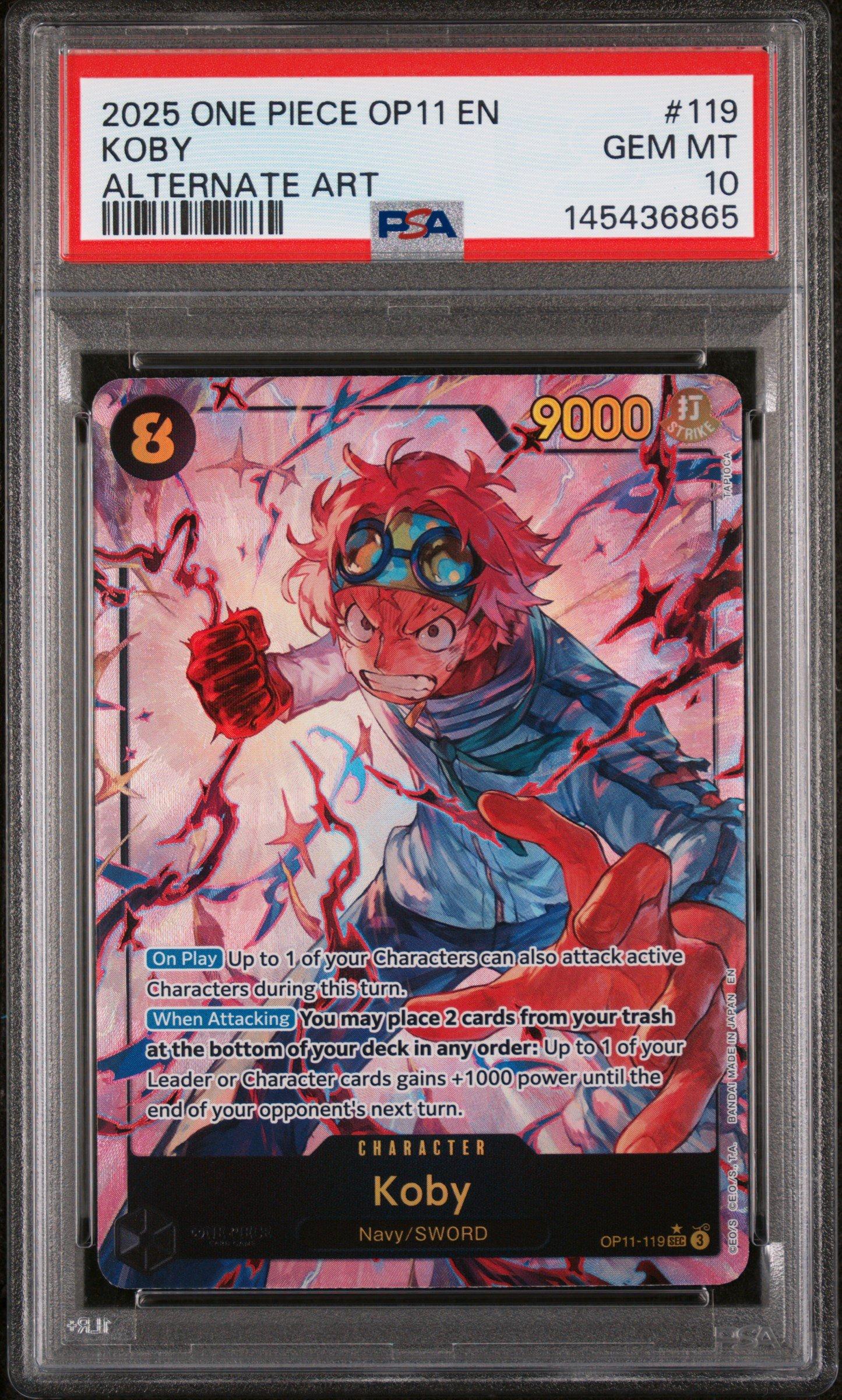 2025 One Piece Op11-a Fist Of Divine Speed 119 Koby Alternate Art PSA 10