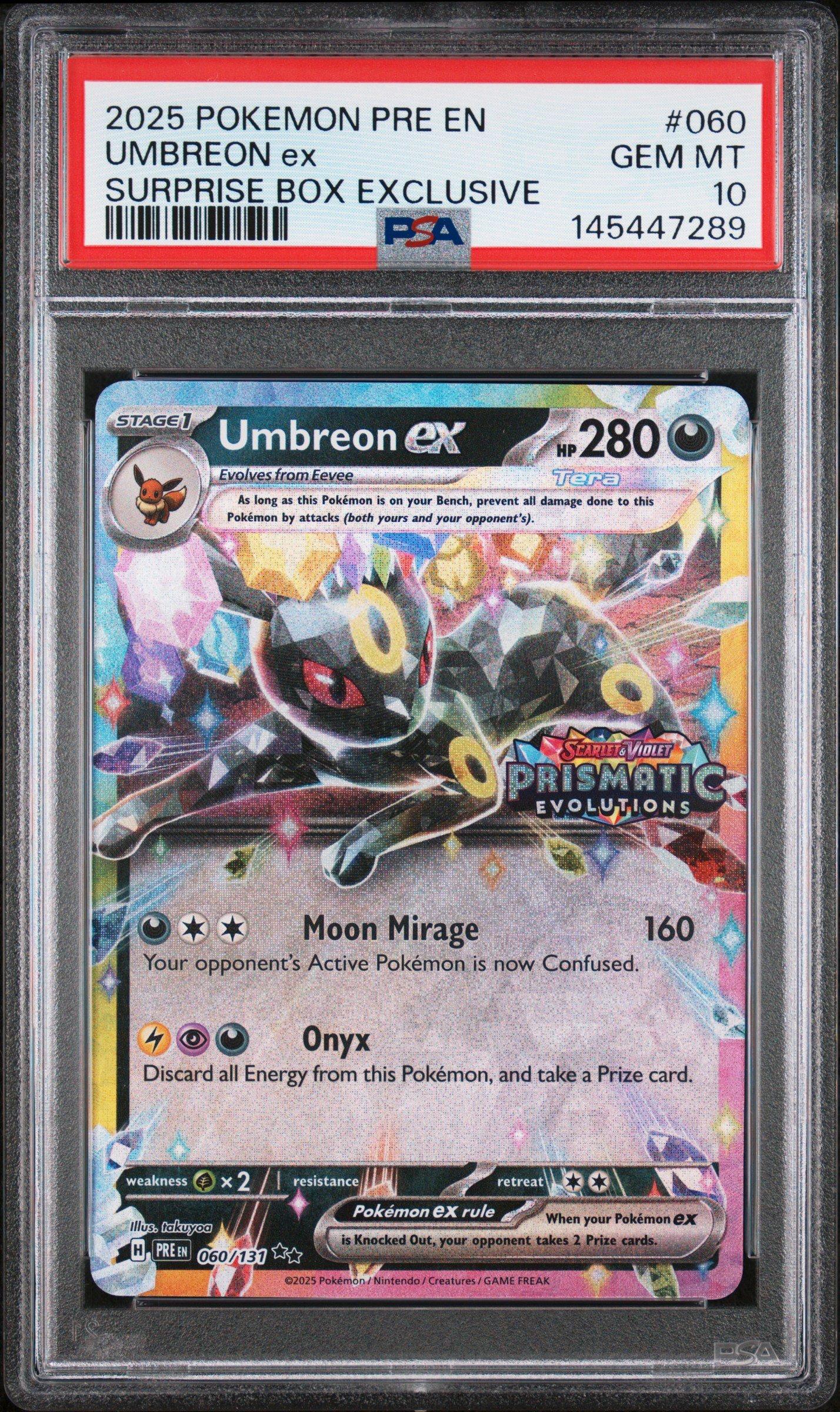 ウリムー AR PSA10 2025 POKEMON 2025 Pokemon Pre En-prismatic Evolutions 060 Umbreon Ex Surprise