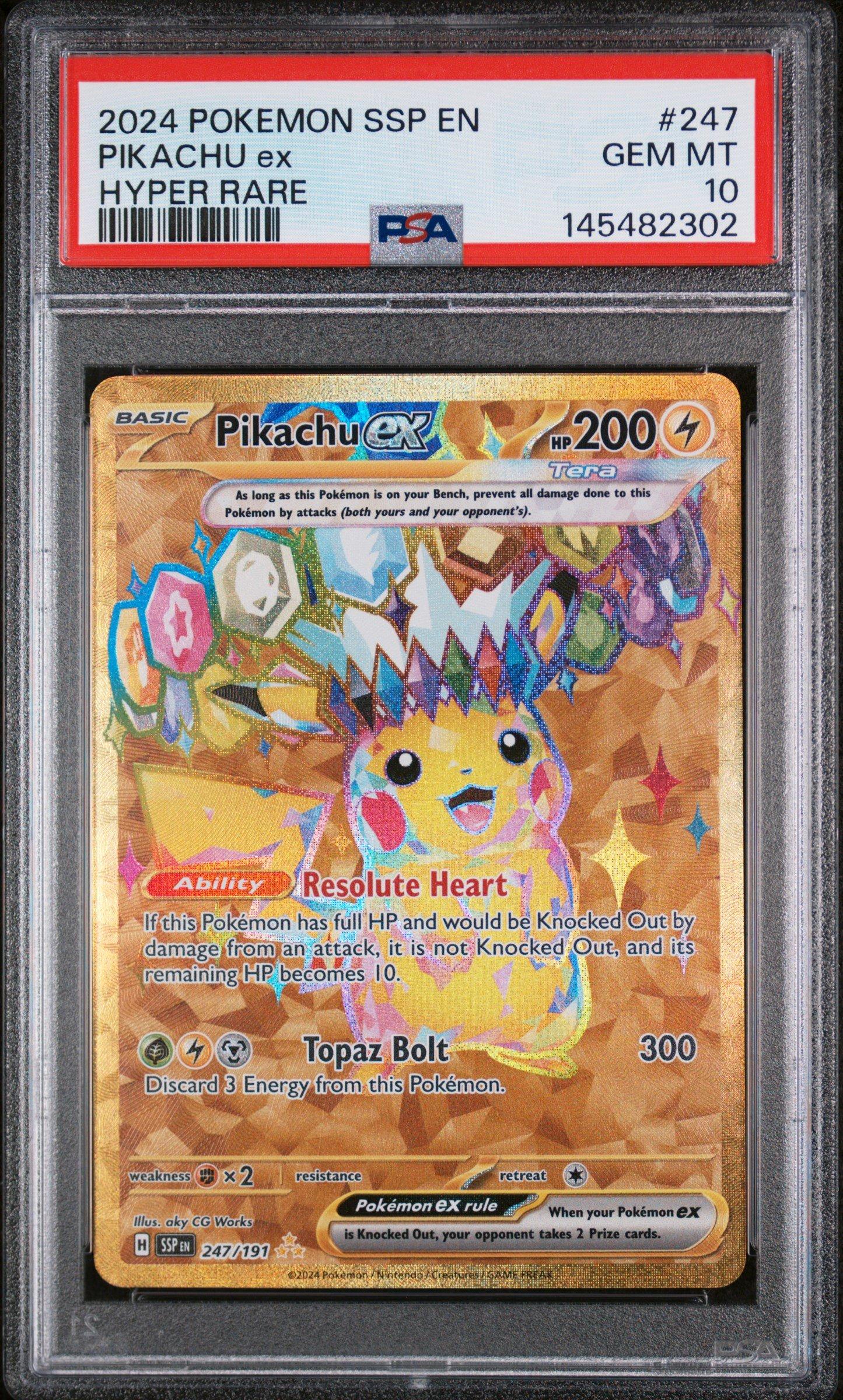 2024 Pokemon Ssp En-surging Sparks 247 Pikachu Ex Hyper Rare PSA